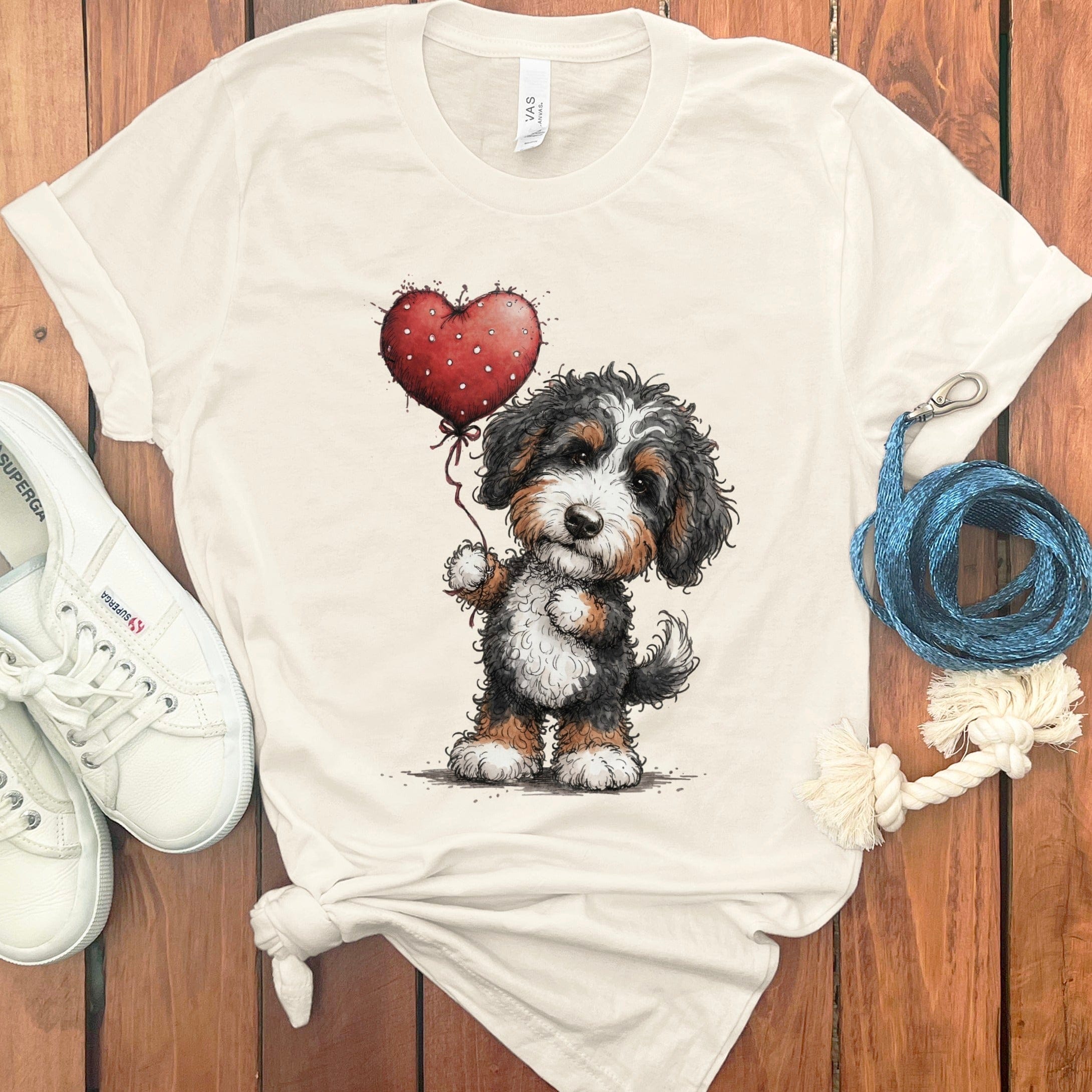 Bernedoodle Heart T-Shirt in Natural / S by Puppy Jo