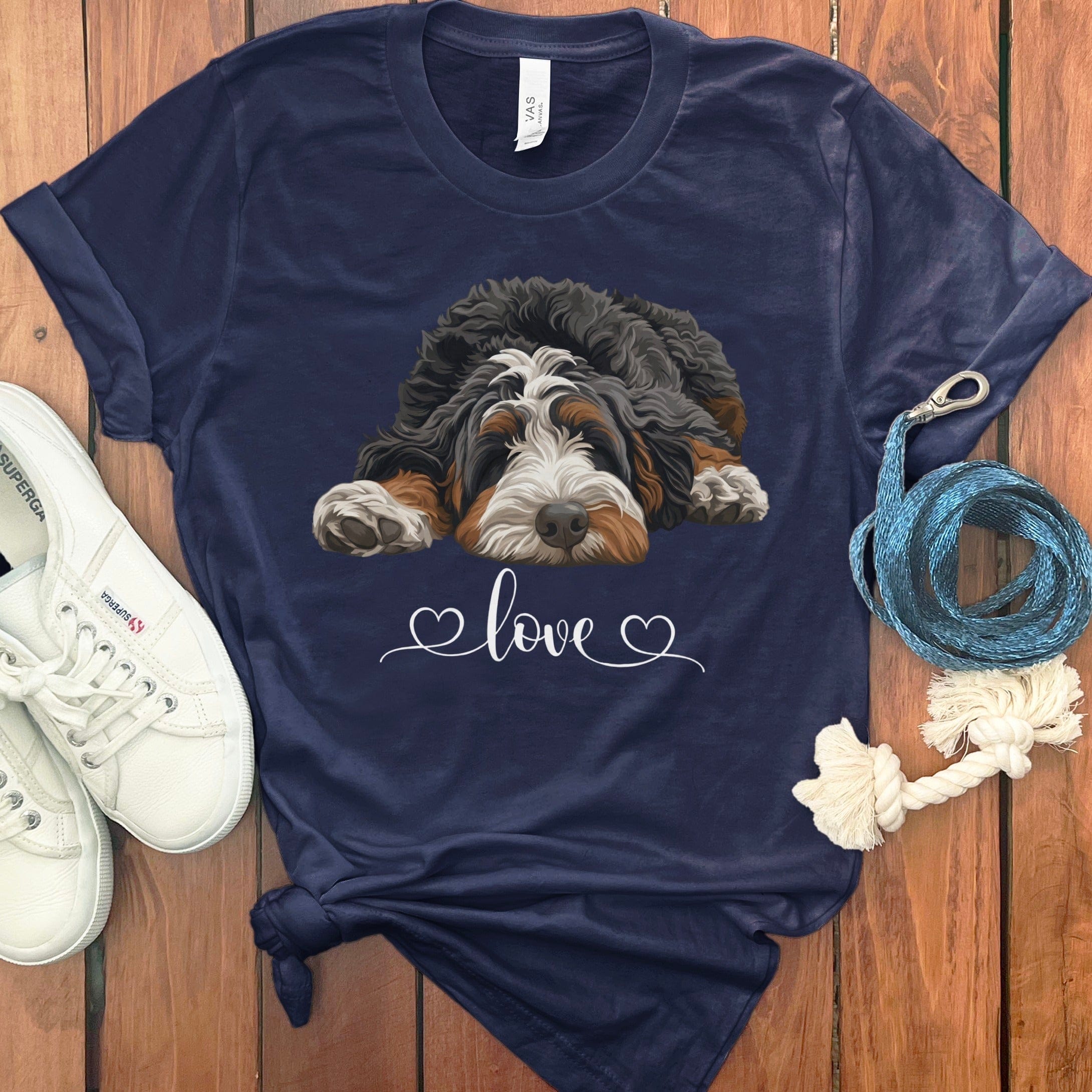 Bernedoodle Heart T-Shirt in Navy / M by Puppy Jo