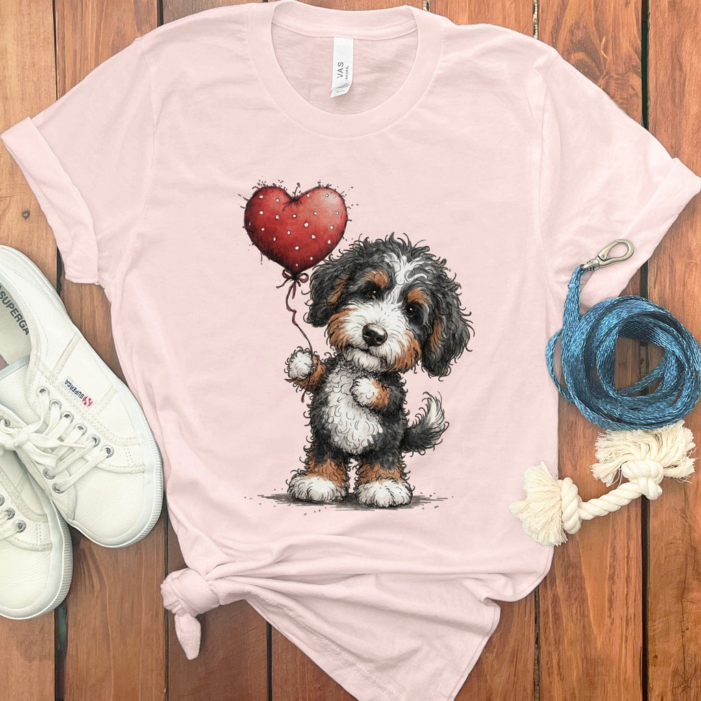 Bernedoodle Heart T-Shirt in Soft Pink / S by Puppy Jo