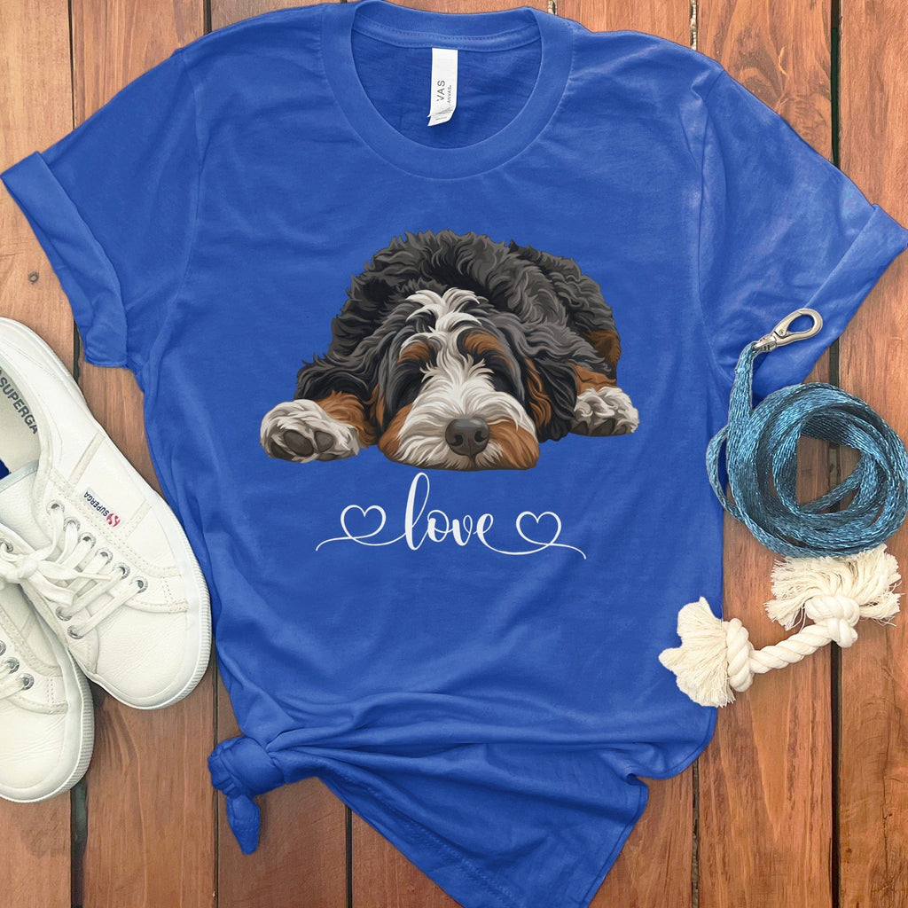 Bernedoodle Heart T-Shirt in True Royal / M by Puppy Jo