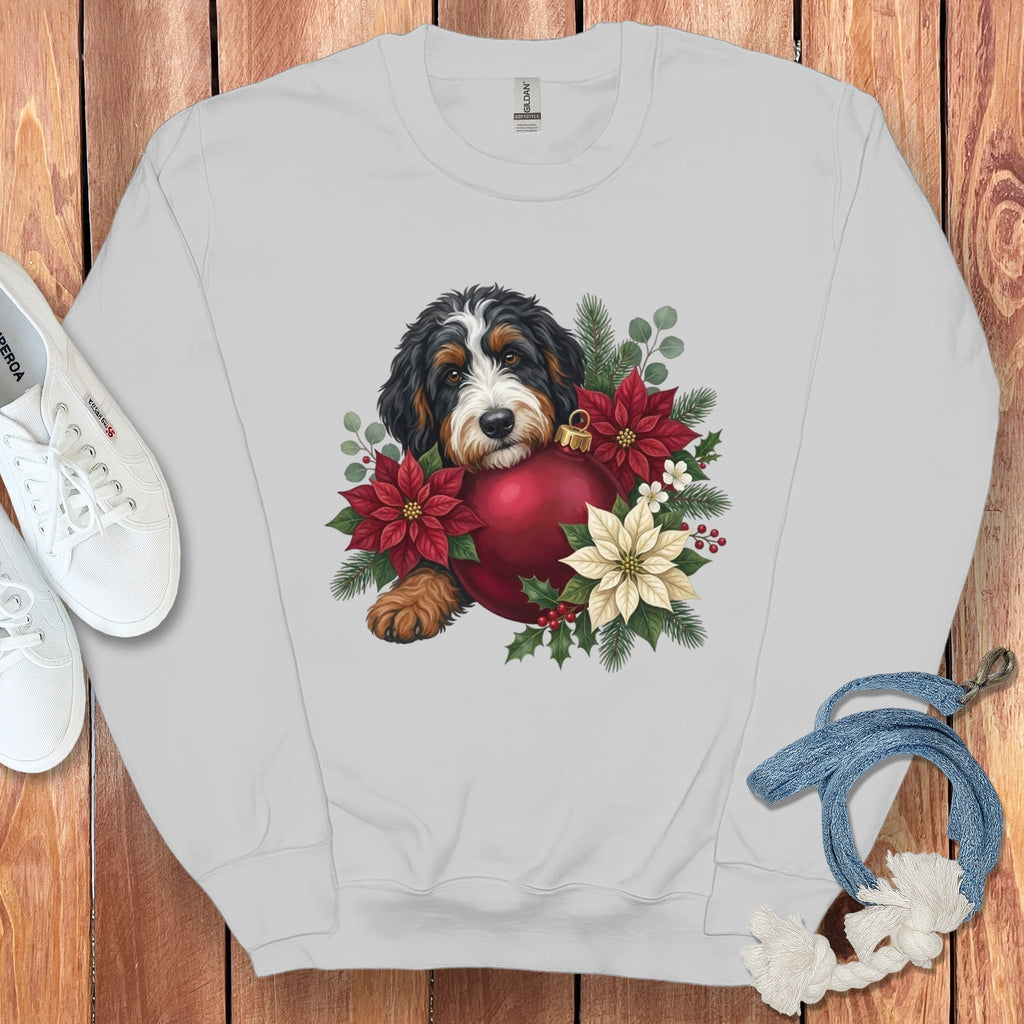 Bernedoodle Holiday Cheer Sweatshirt in Sport Grey / S by Puppy Jo