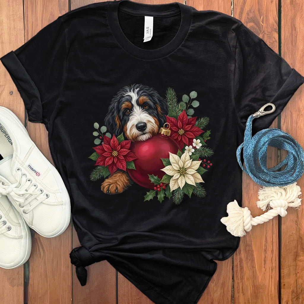 Bernedoodle Holiday Cheer T-Shirt in Black / S by Puppy Jo