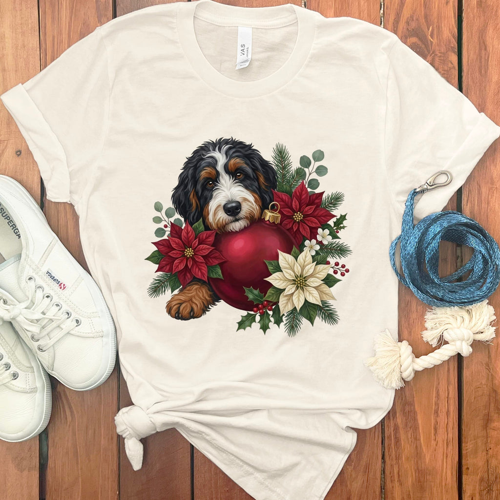 Bernedoodle Holiday Cheer T-Shirt in Natural / S by Puppy Jo