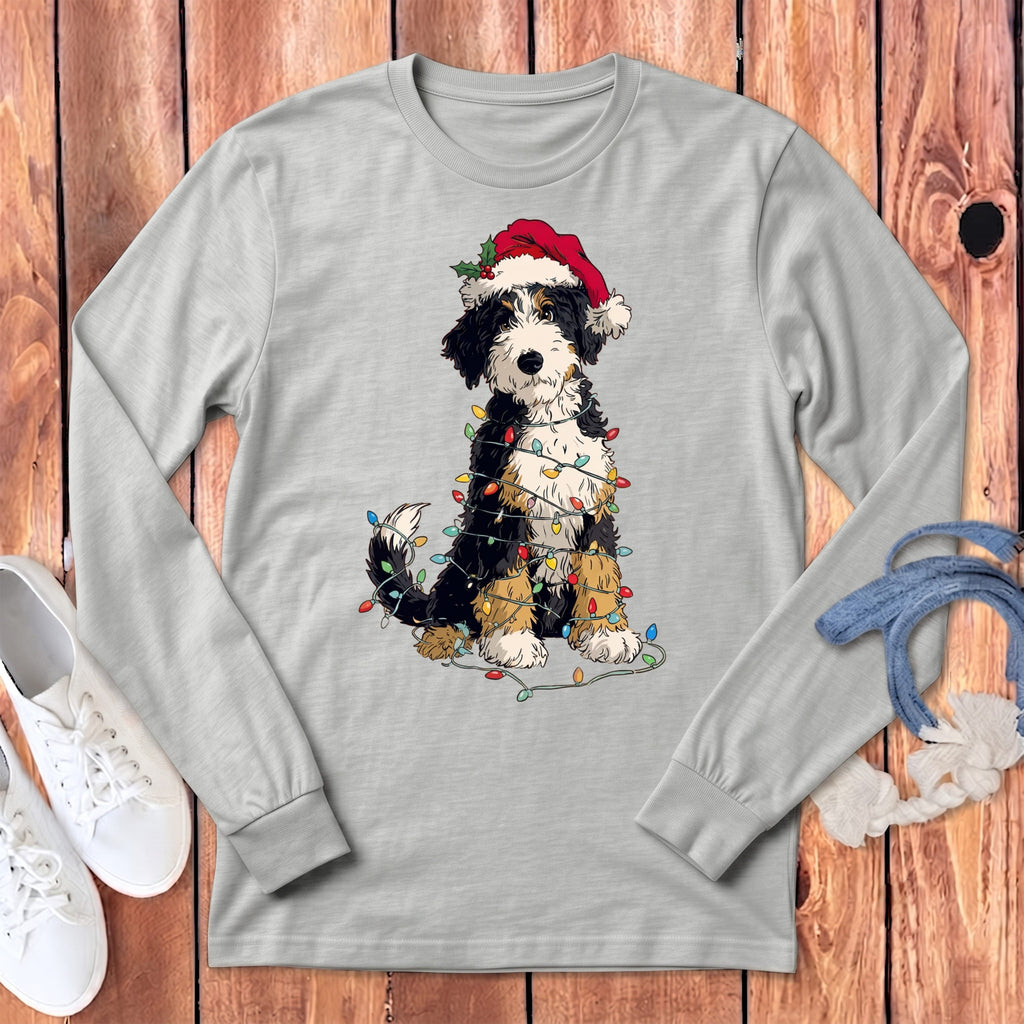 Bernedoodle Holiday Long Sleeve T-Shirt in Athletic Heather / S by Puppy Jo