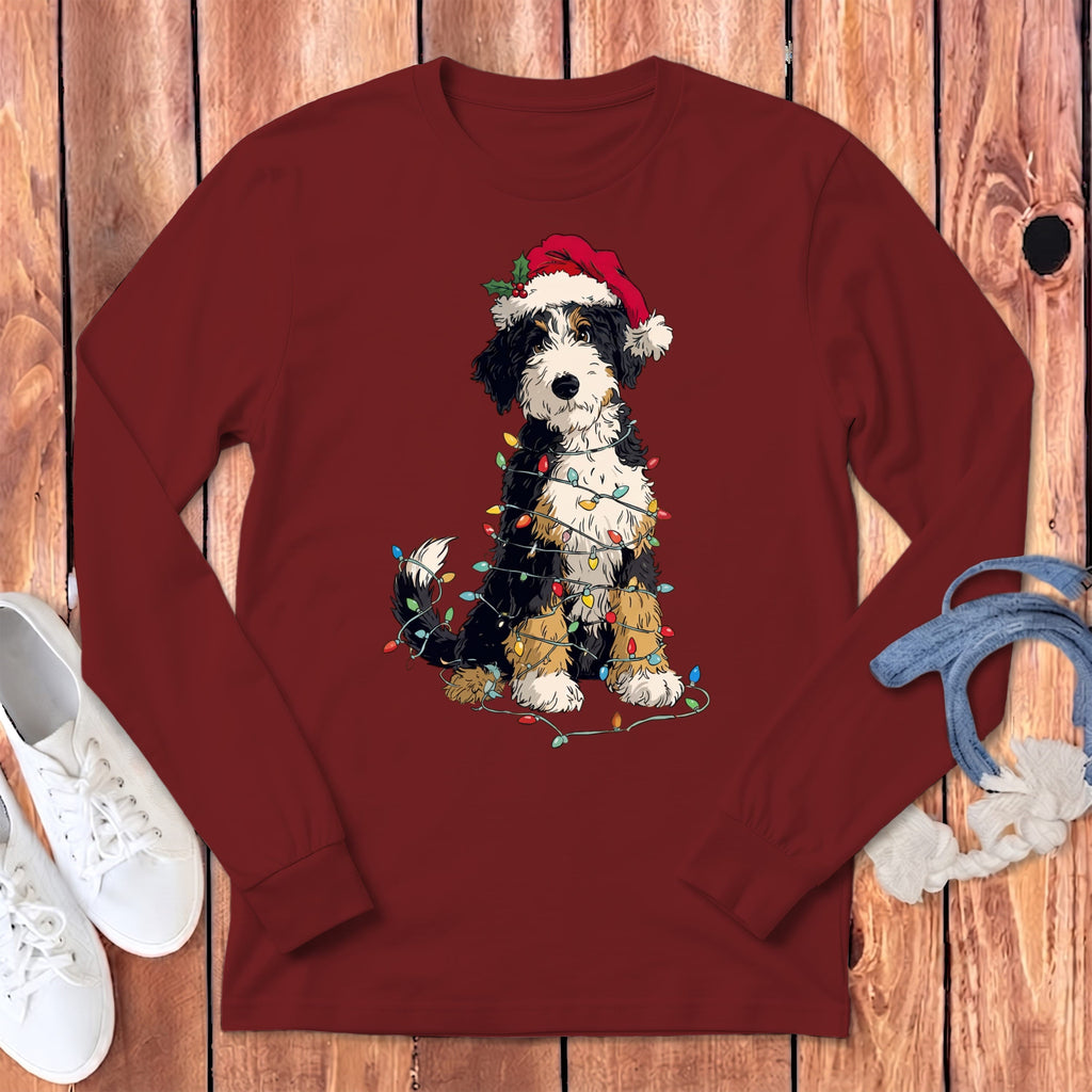 Bernedoodle Holiday Long Sleeve T-Shirt in Cardinal / S by Puppy Jo