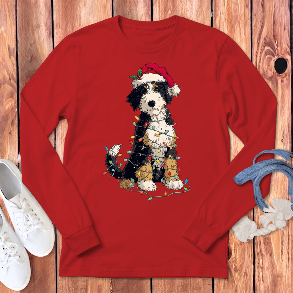 Bernedoodle Holiday Long Sleeve T-Shirt in Red / S by Puppy Jo