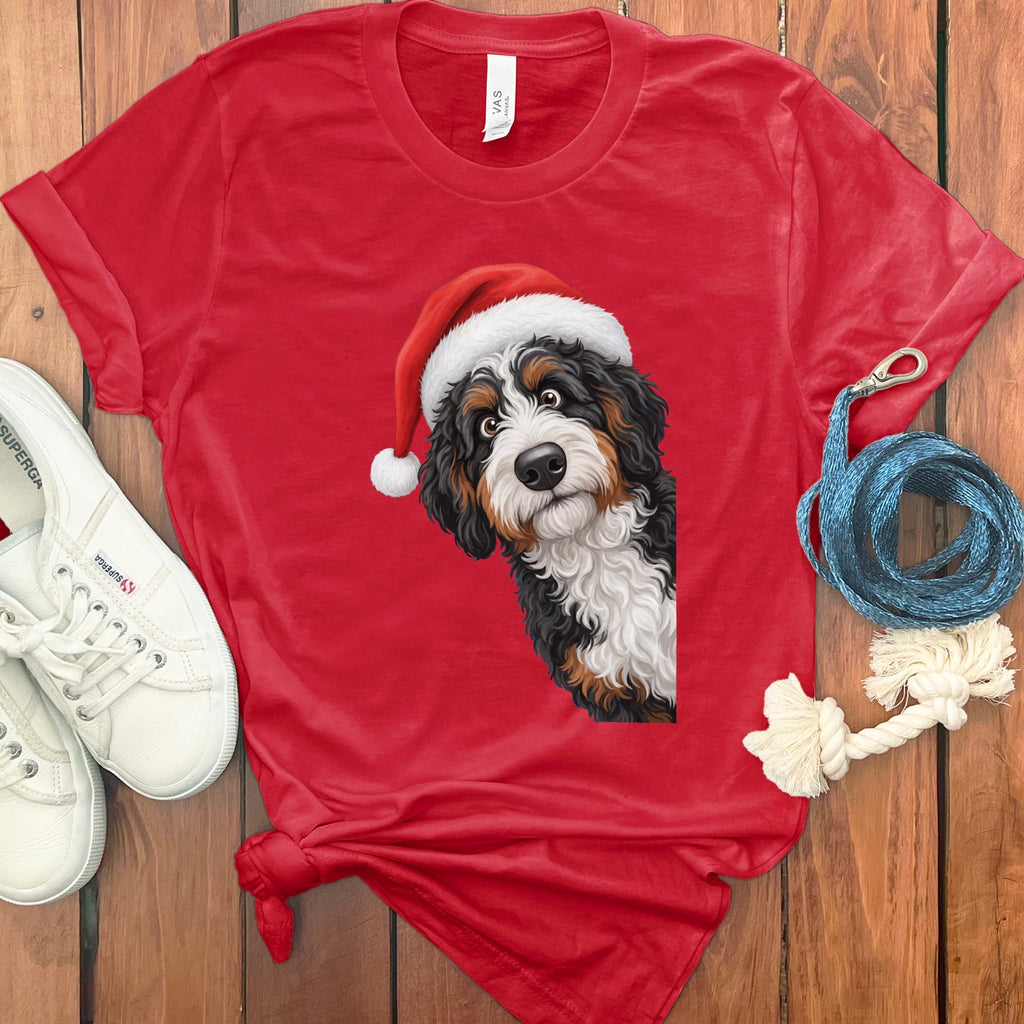 Bernedoodle Holiday Santa T-Shirt in Red / S by Puppy Jo