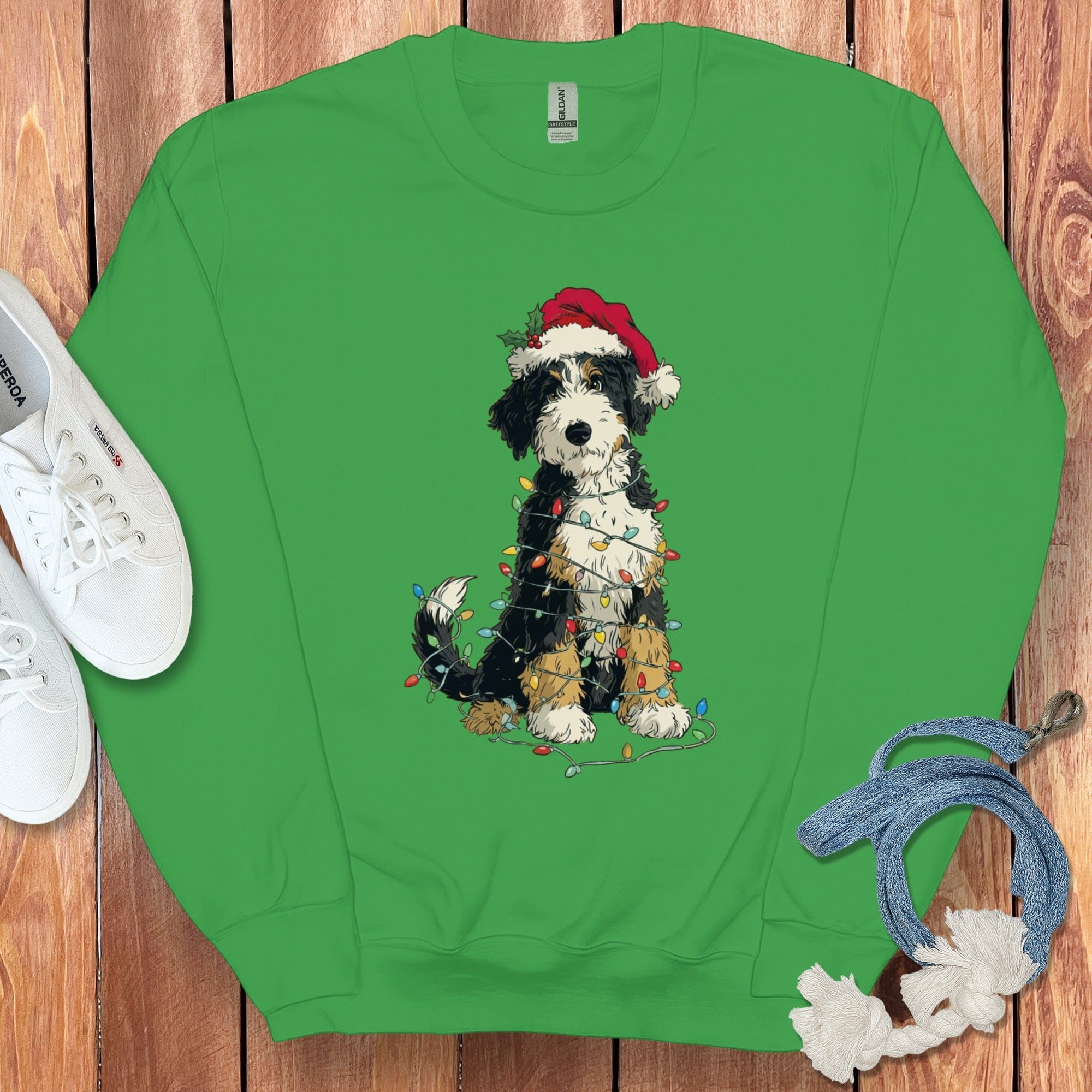 Bernedoodle Holiday Sweatshirt in Irish Green / S by Puppy Jo