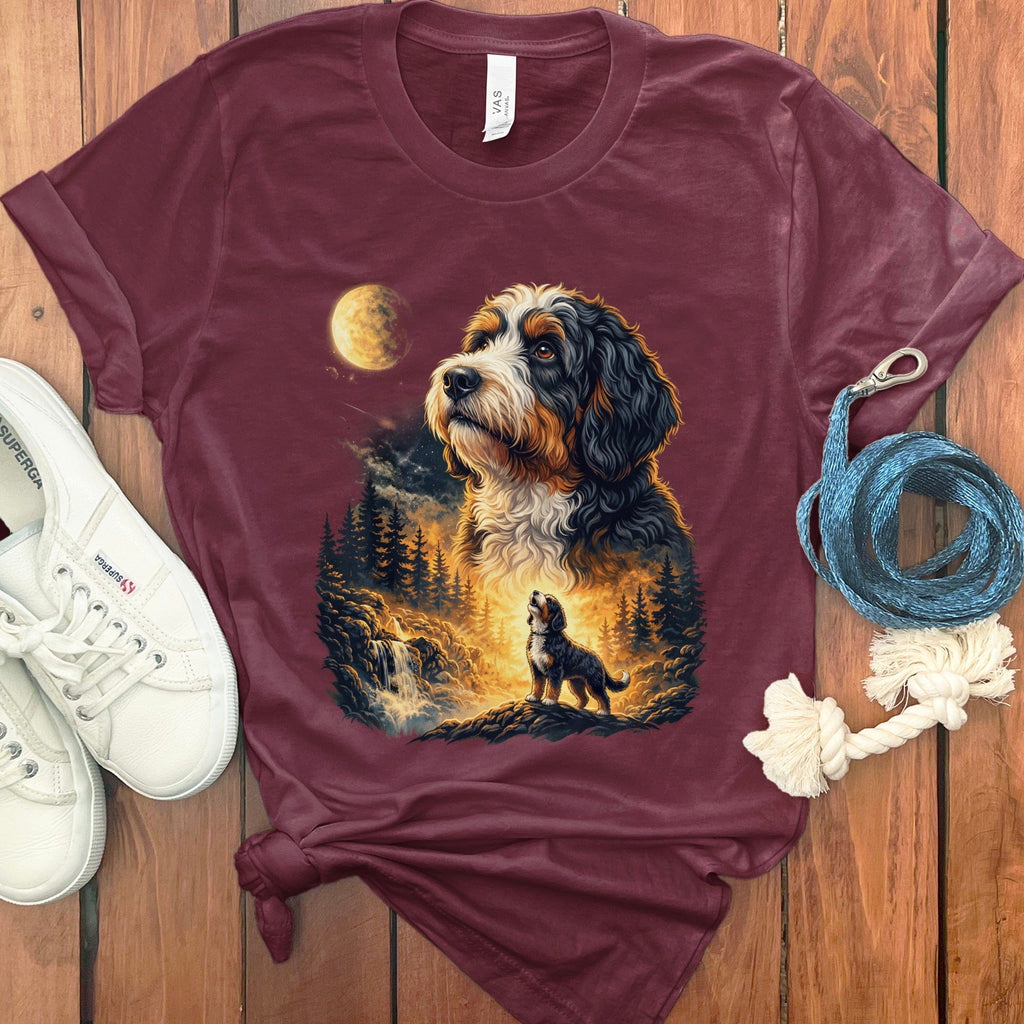 Bernedoodle Howling T-Shirt in Maroon / M by Puppy Jo