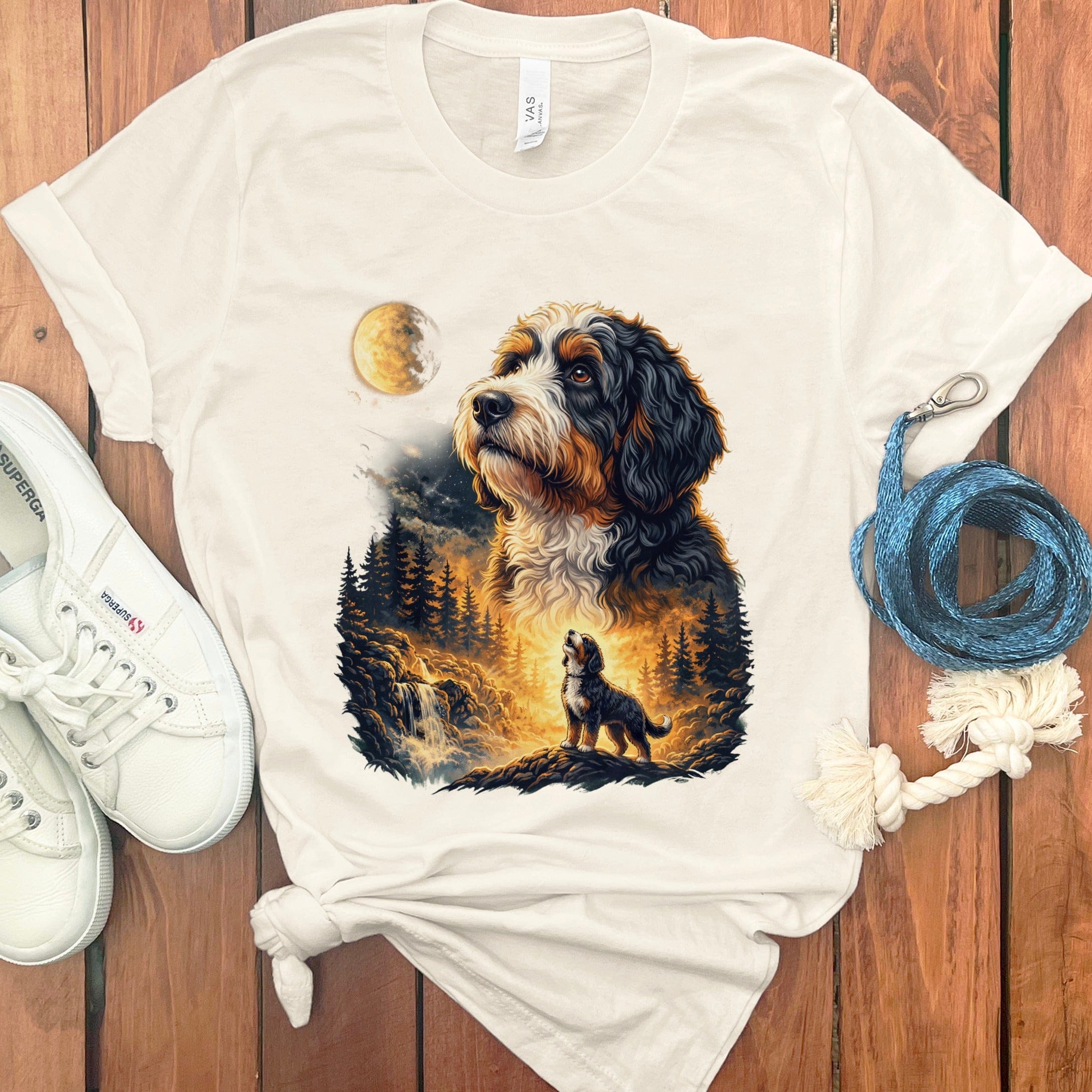 Bernedoodle Howling T-Shirt in Natural / M by Puppy Jo