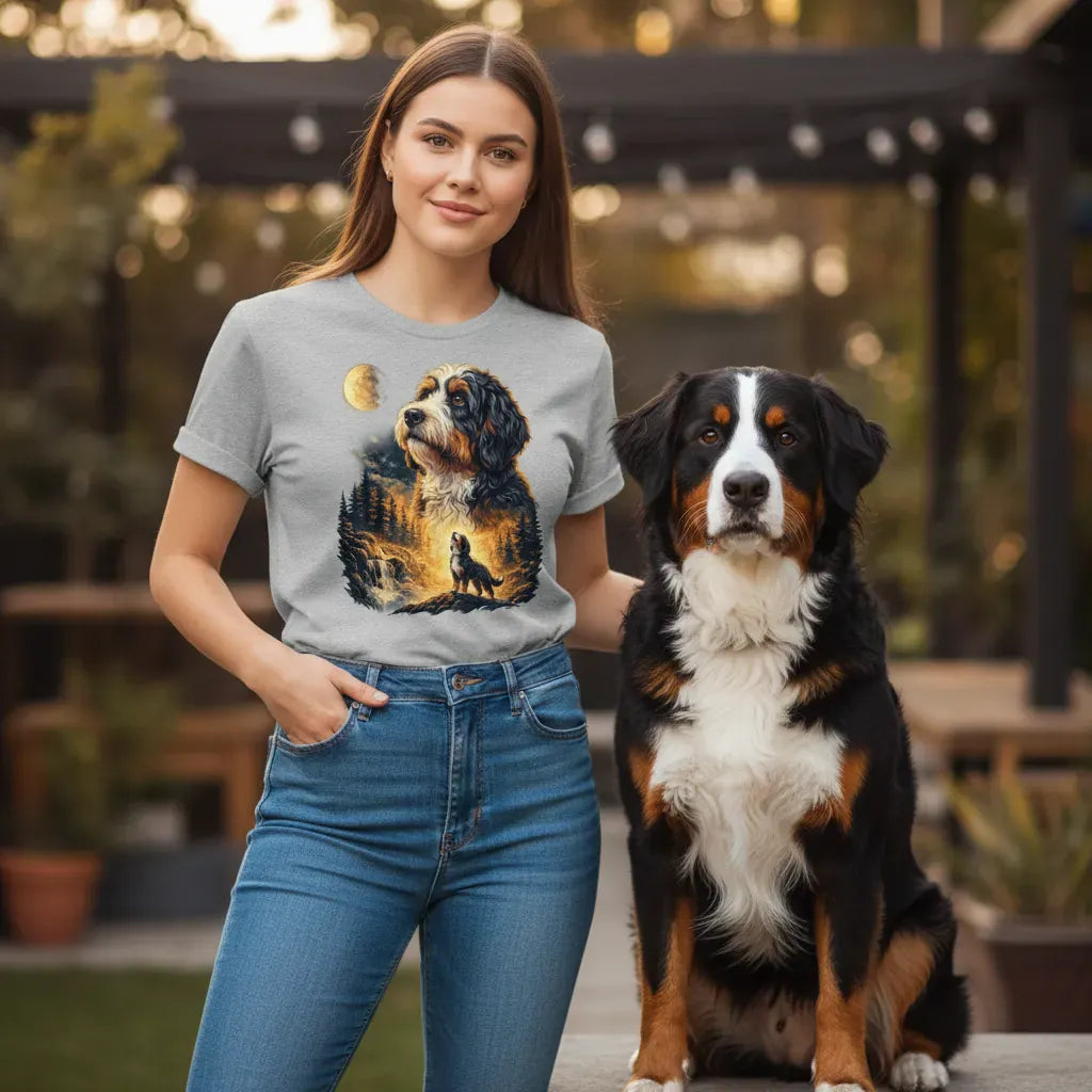 Bernedoodle Howling T-Shirt in by Puppy Jo