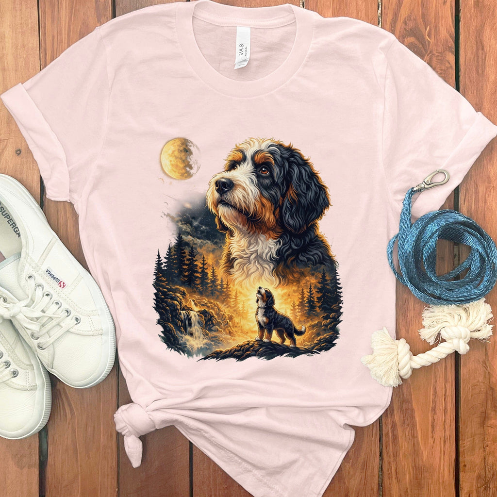 Bernedoodle Howling T-Shirt in Soft Pink / M by Puppy Jo
