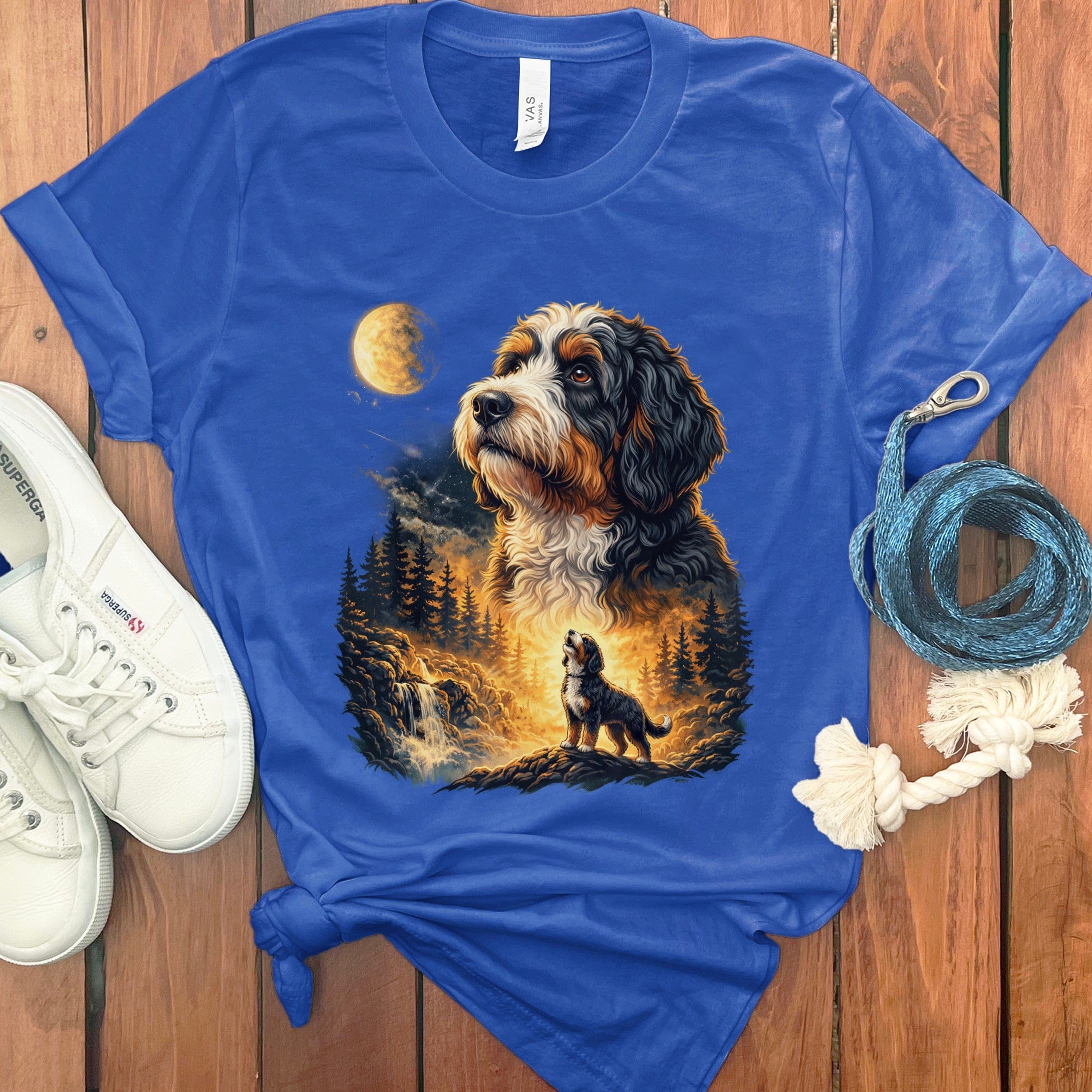 Bernedoodle Howling T-Shirt in True Royal / M by Puppy Jo