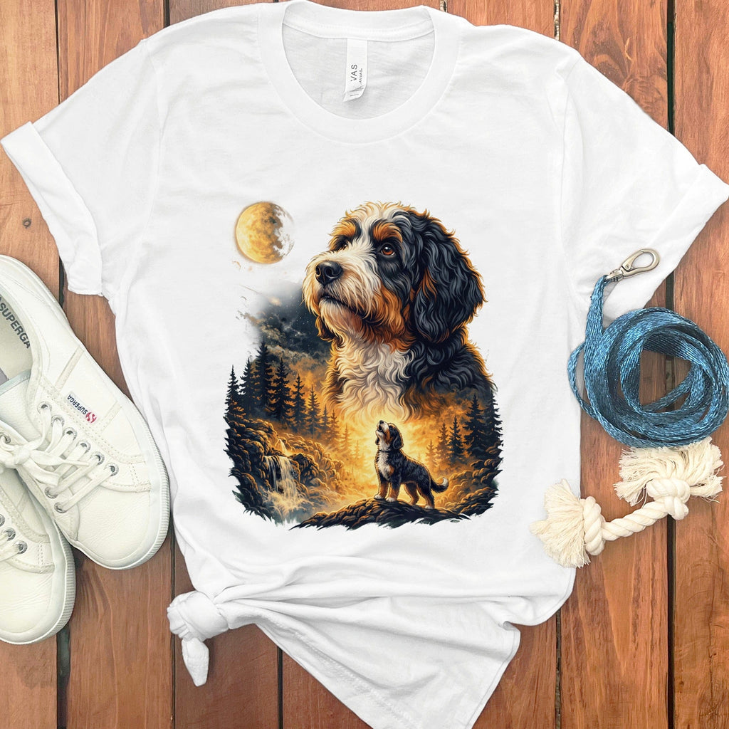 Bernedoodle Howling T-Shirt in White / M by Puppy Jo
