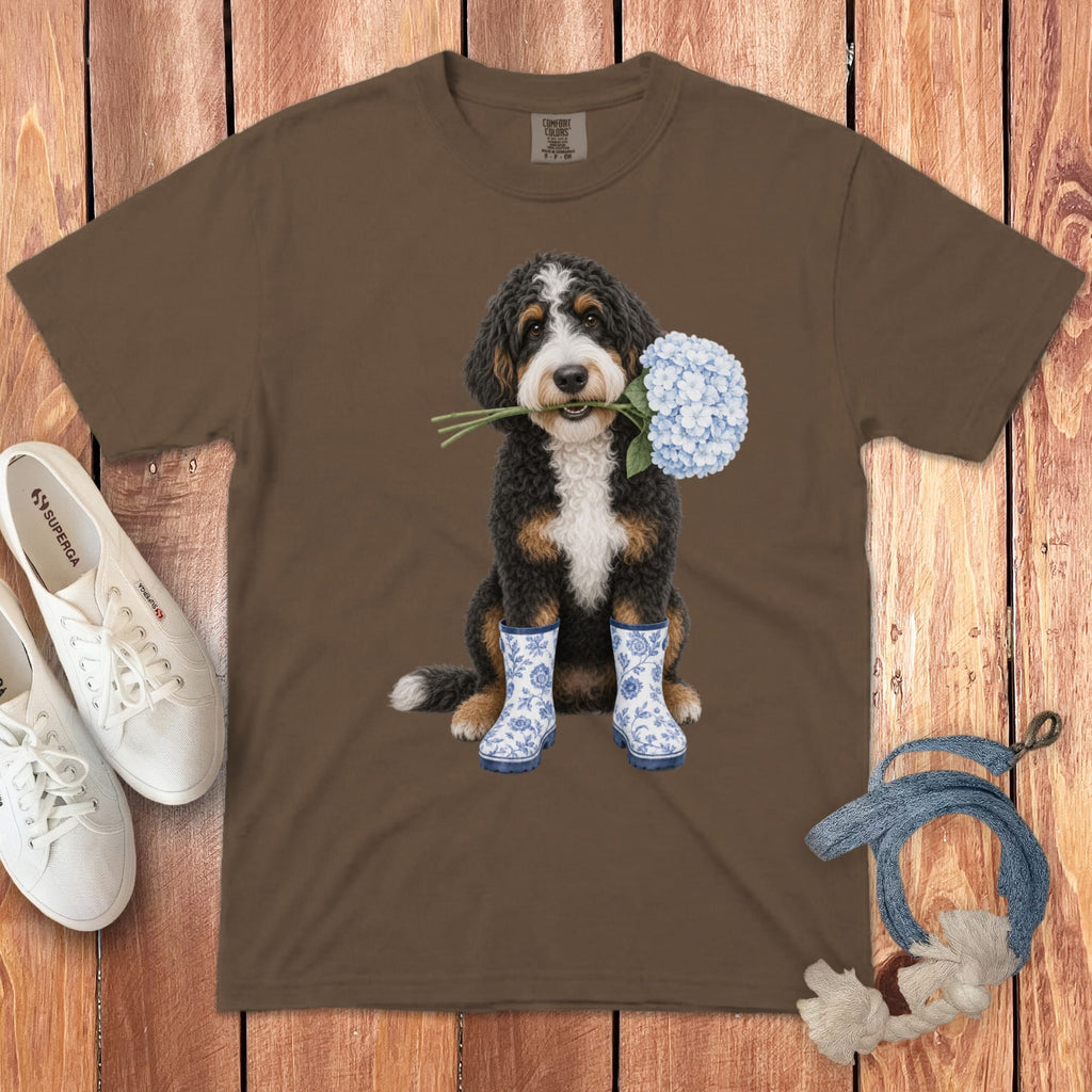 Bernedoodle Hydrangea Signature T-Shirt in Espresso / S / T-Shirts by Puppy Jo