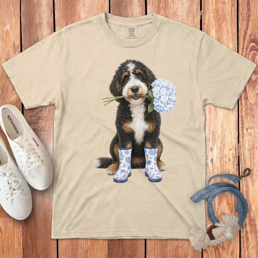 Bernedoodle Hydrangea Signature T-Shirt in Ivory / S / T-Shirts by Puppy Jo