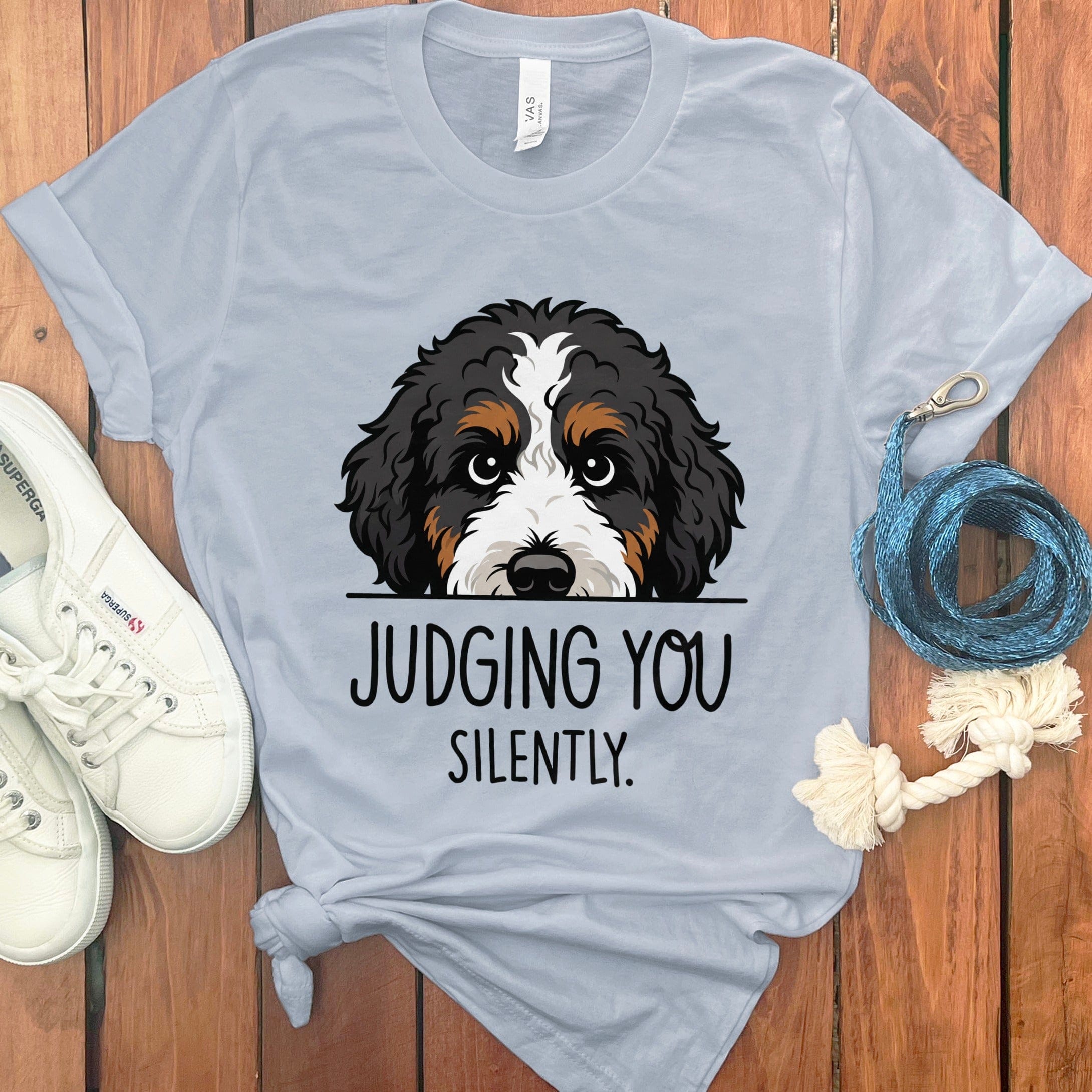 Bernedoodle Judging T-Shirt in Light Blue / M by MyDesigns