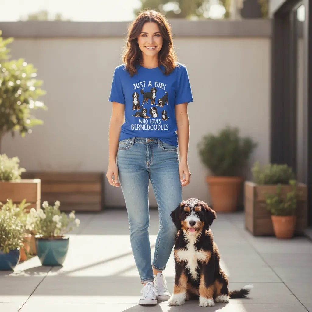 Bernedoodle Just A Girl Loves T-Shirt in by Puppy Jo