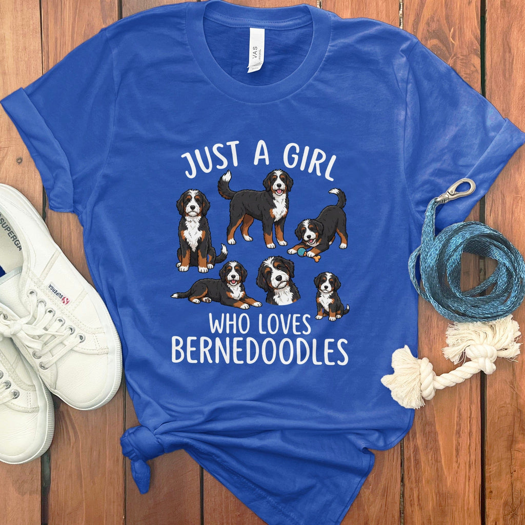 Bernedoodle Just A Girl Loves T-Shirt in True Royal / S by Puppy Jo