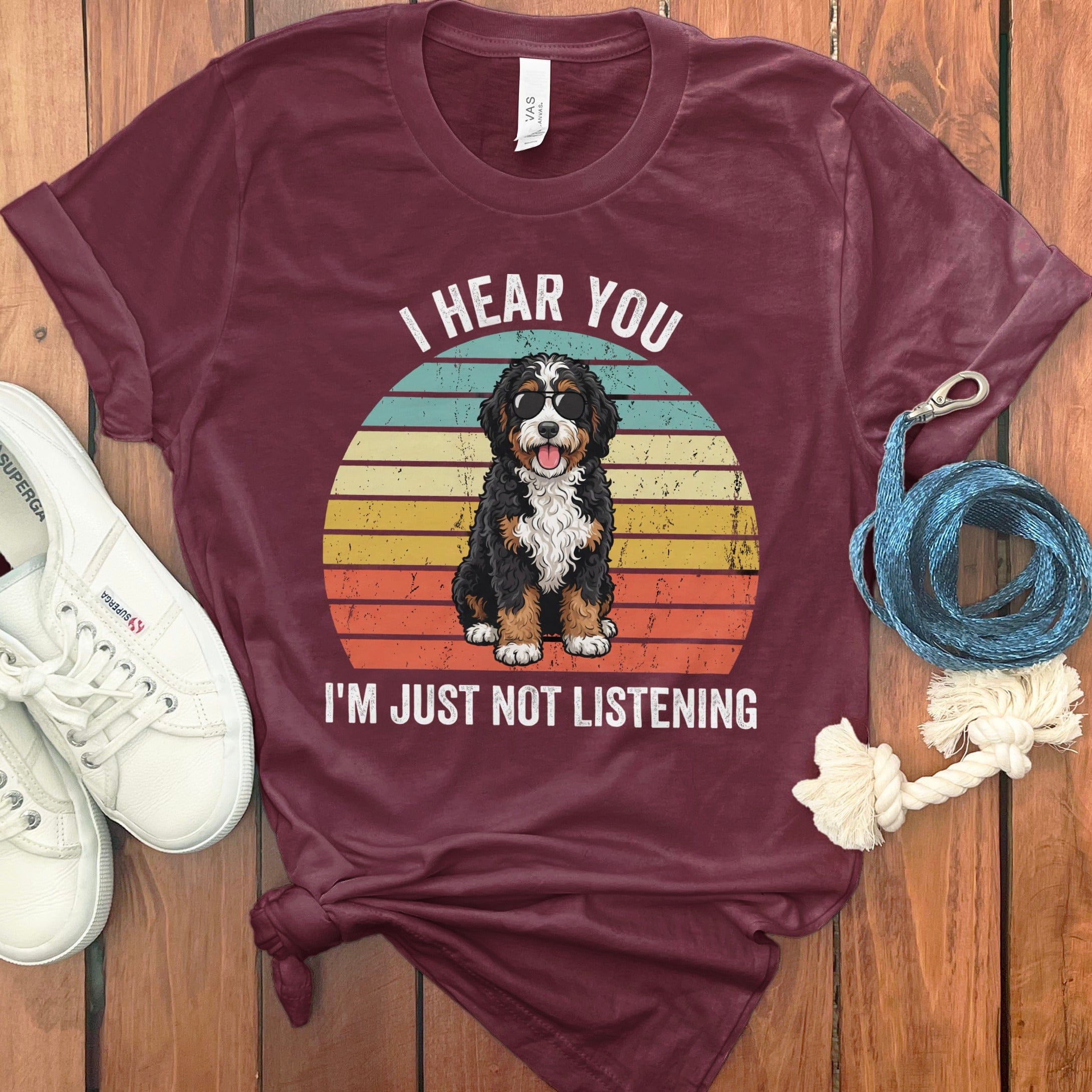 Bernedoodle Just Not Listening T-Shirt in Maroon / S by Puppy Jo
