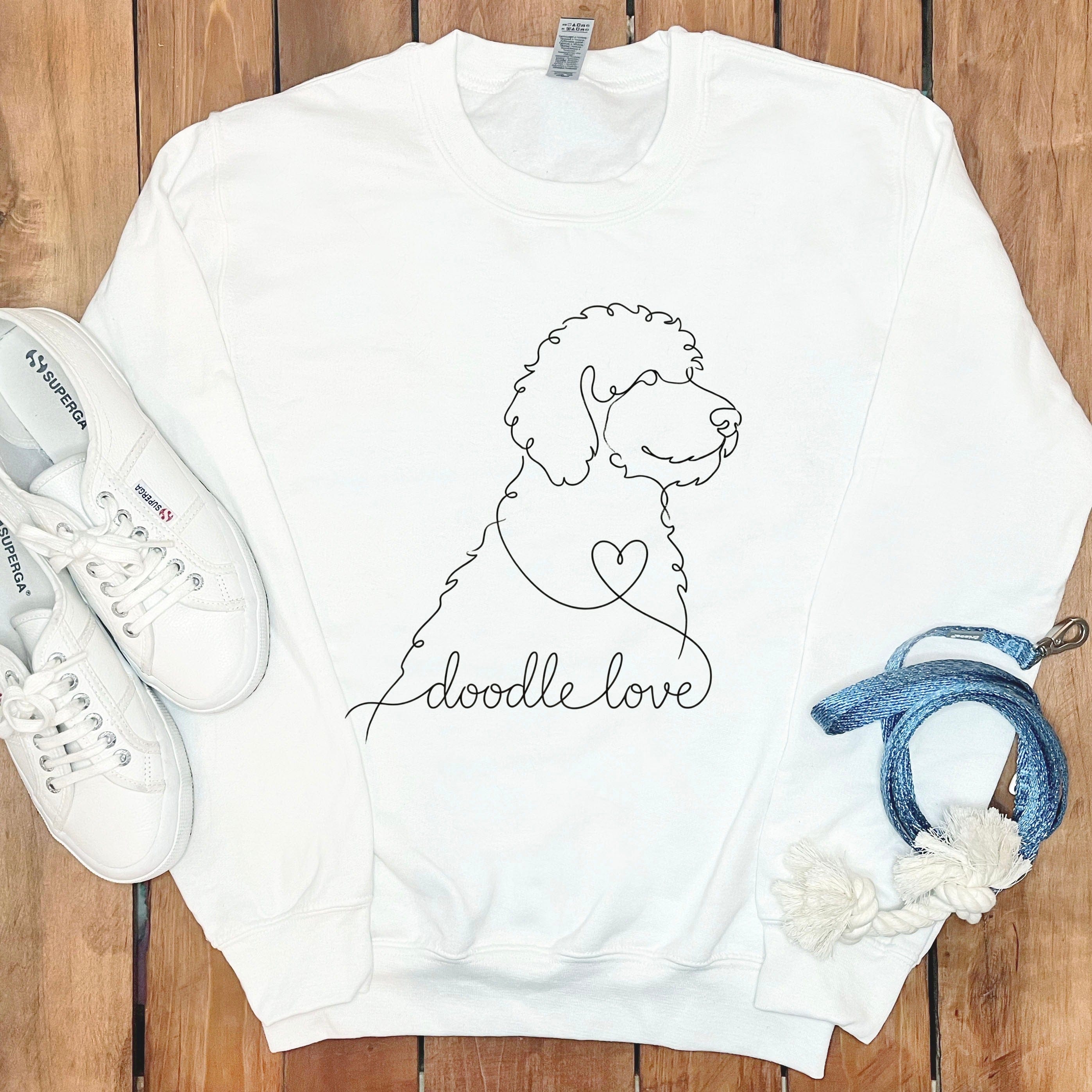 Bernedoodle Love Sweatshirt in White / S by Puppy Jo