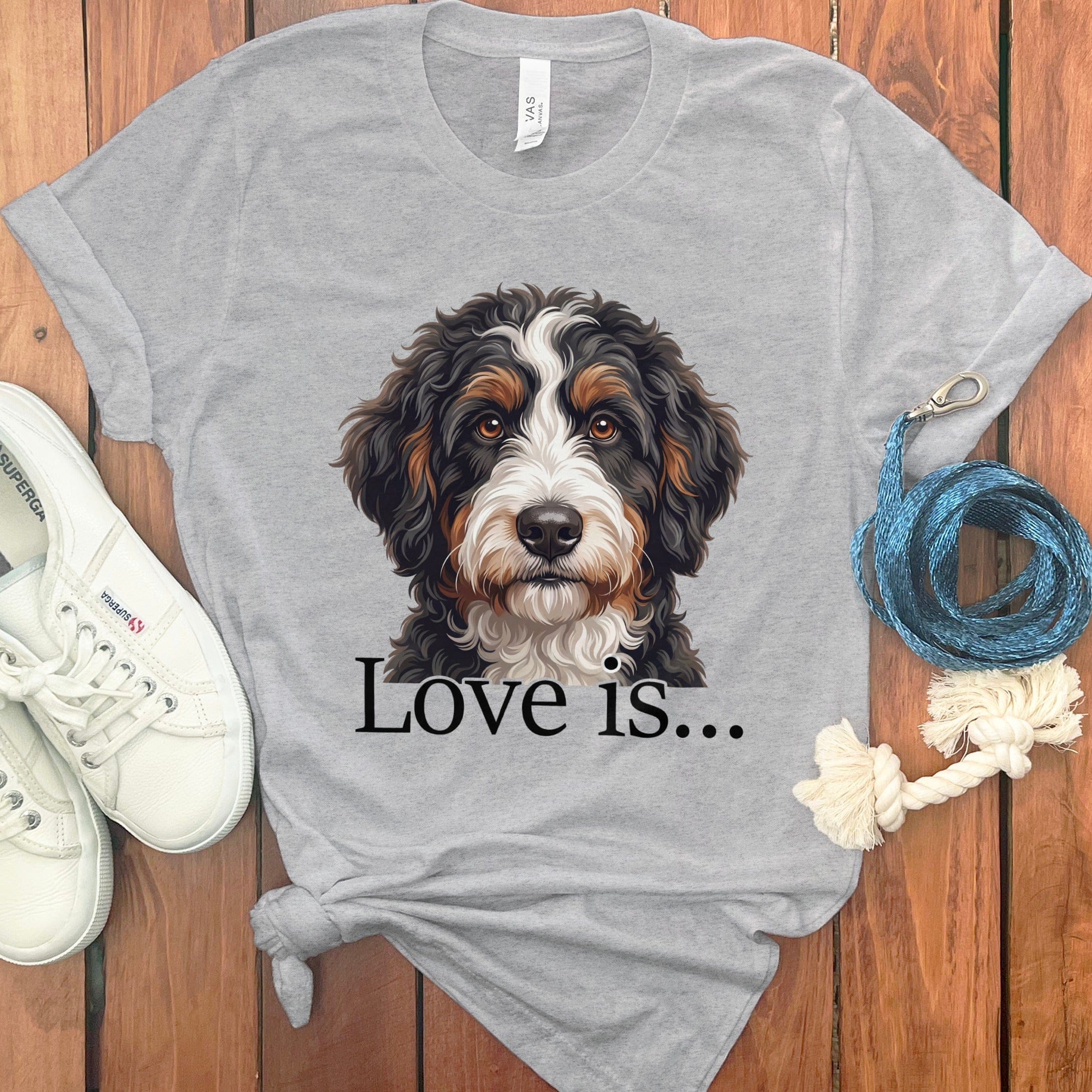 Bernedoodle Love T-Shirt in Athletic Heather / M by Puppy Jo