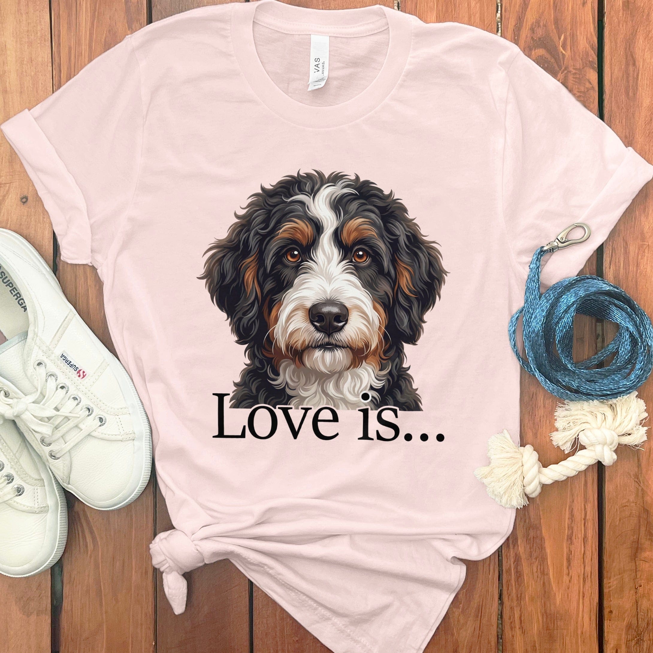 Bernedoodle Love T-Shirt in Soft Pink / M by Puppy Jo