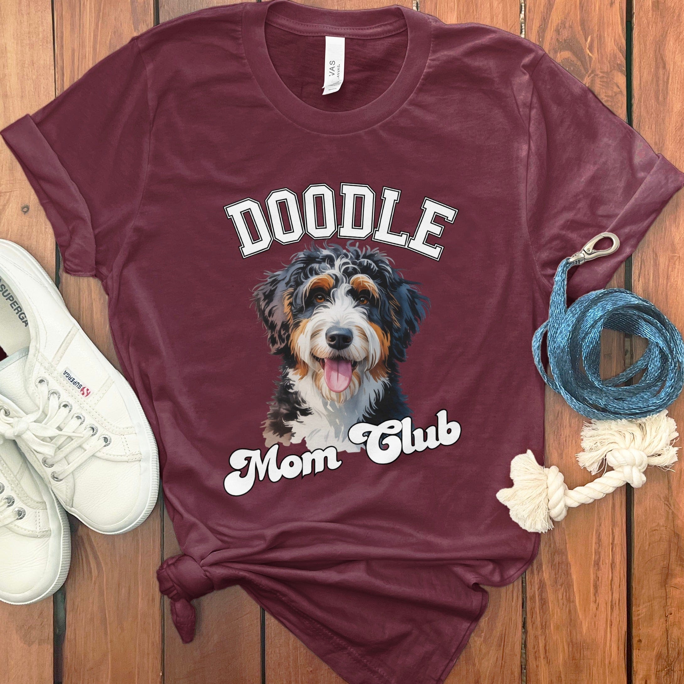 Bernedoodle Mom Club T-Shirt in Maroon / S by Puppy Jo
