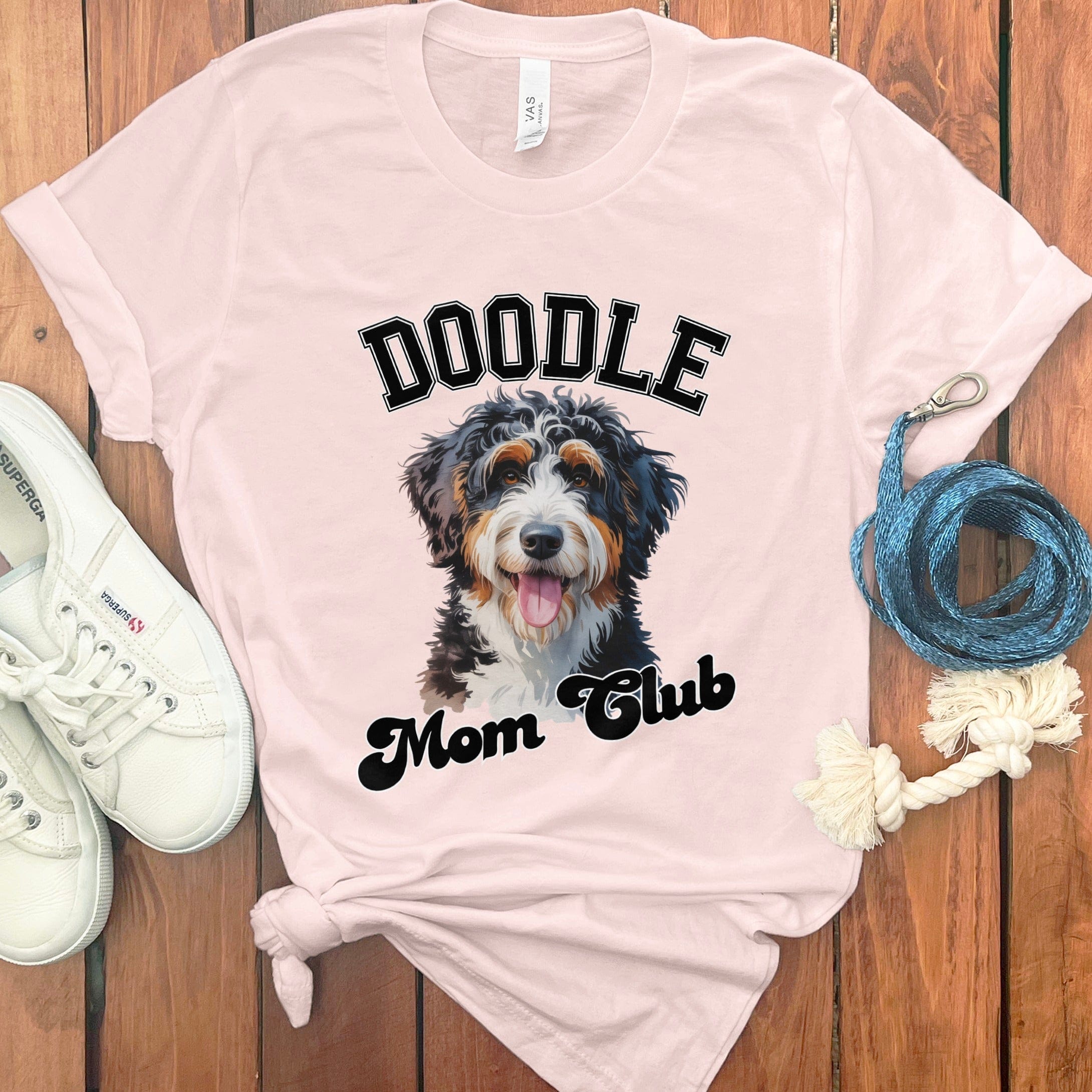 Bernedoodle Mom Club T-Shirt in Soft Pink / S by Puppy Jo