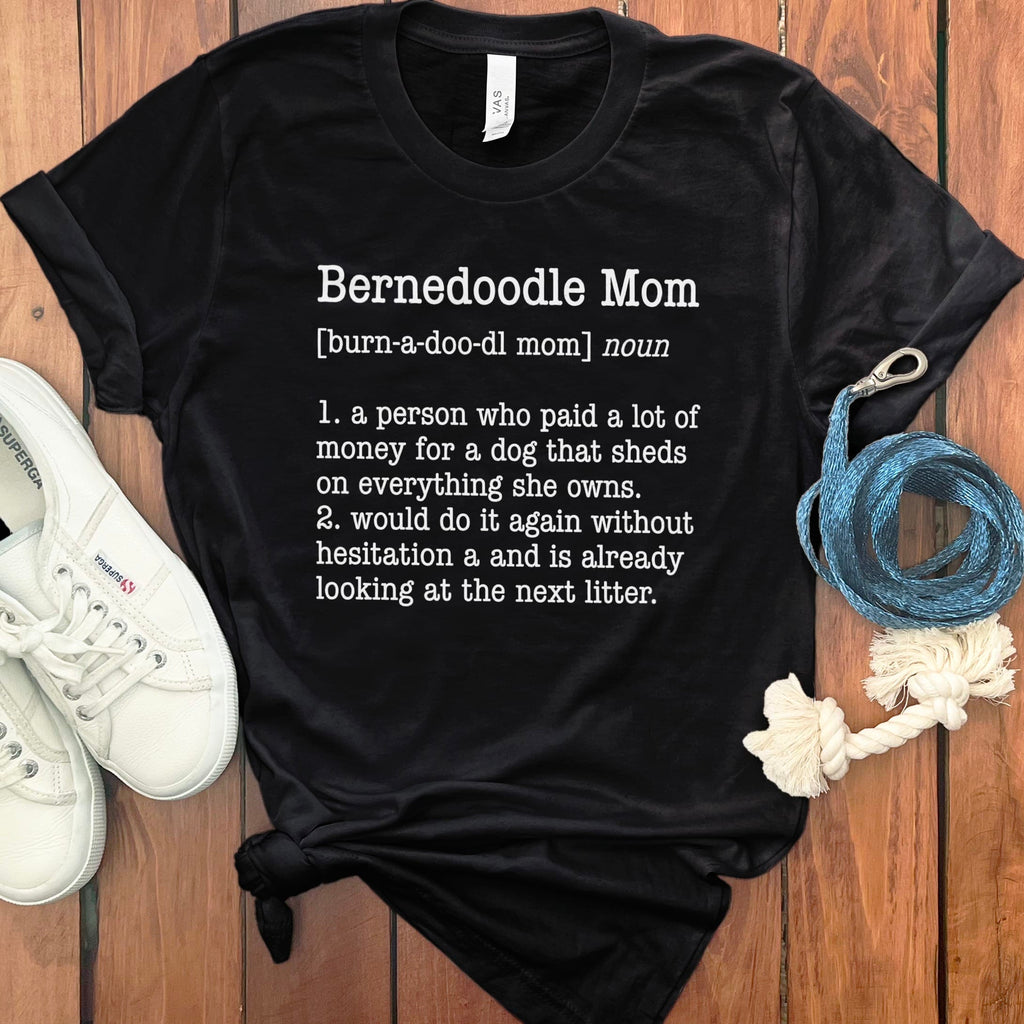 Bernedoodle Mom Dictionary T-Shirt in Black / S by Puppy Jo