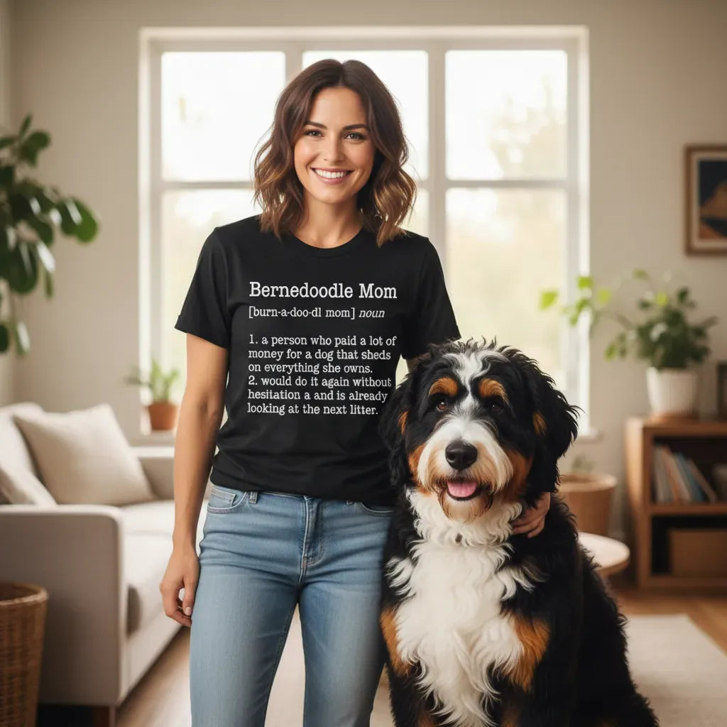 Bernedoodle Mom Dictionary T-Shirt in by Puppy Jo