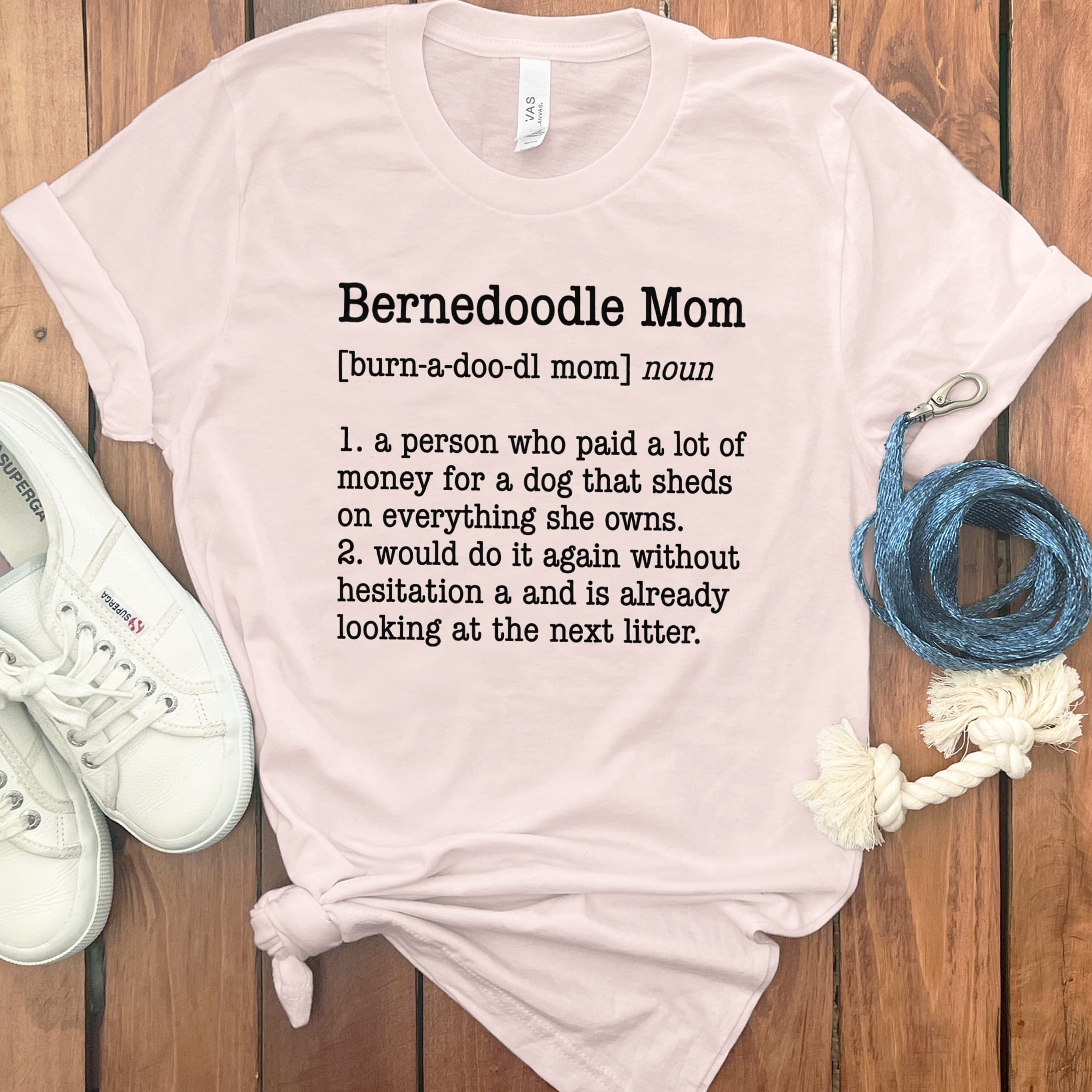 Bernedoodle Mom Dictionary T-Shirt in Soft Pink / S by Puppy Jo