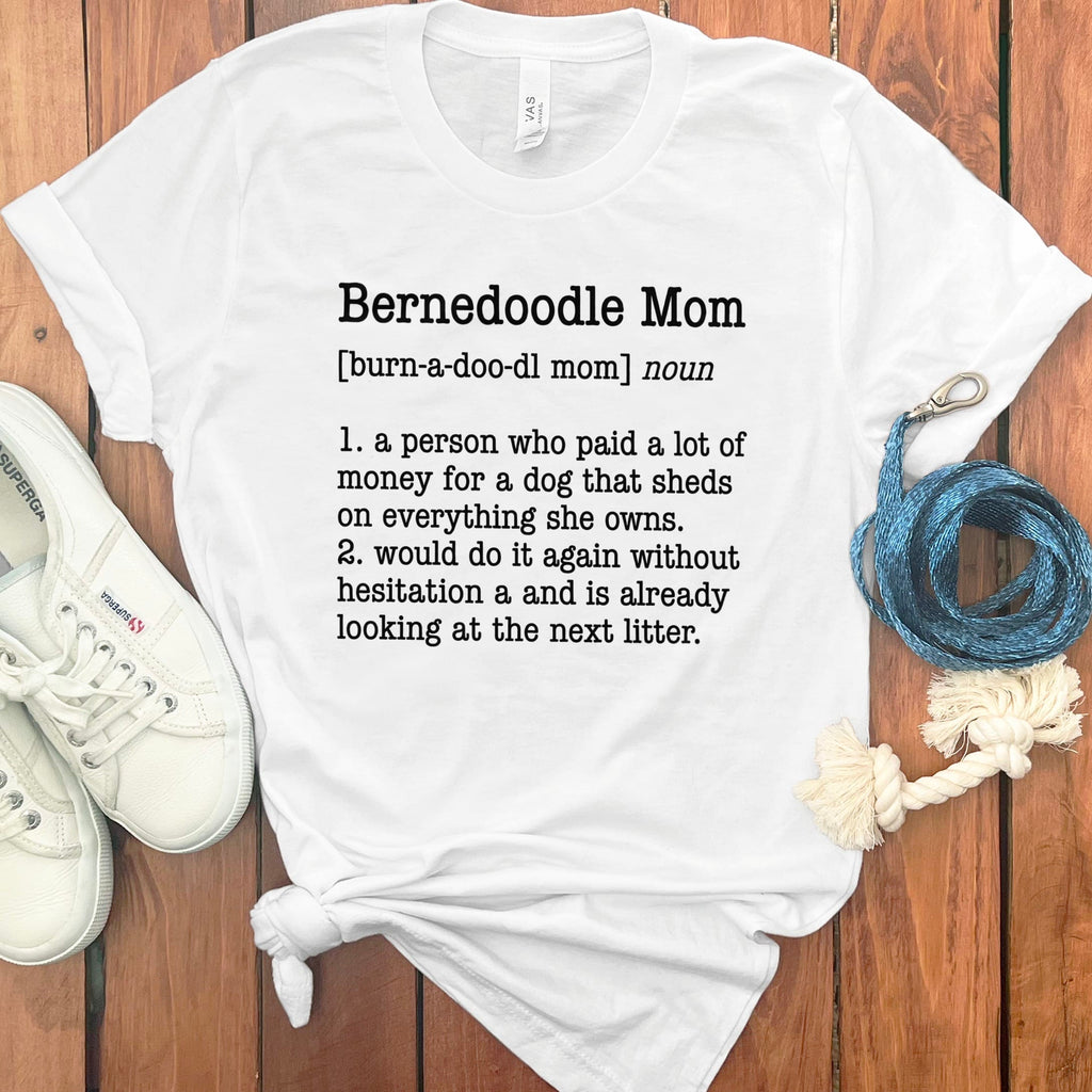Bernedoodle Mom Dictionary T-Shirt in White / S by Puppy Jo