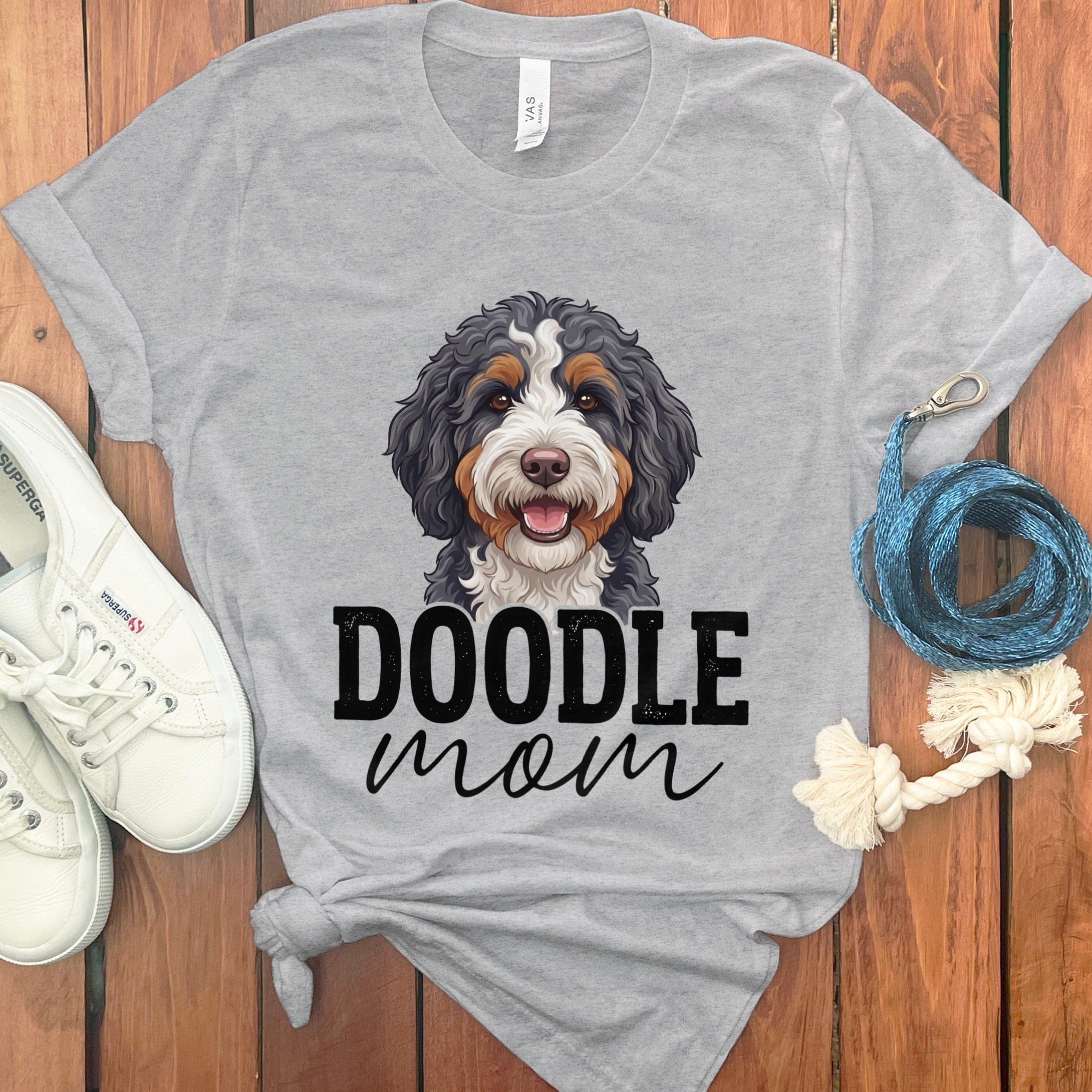 Bernedoodle Mom Graphic T-Shirt in Athletic Heather / S by Puppy Jo