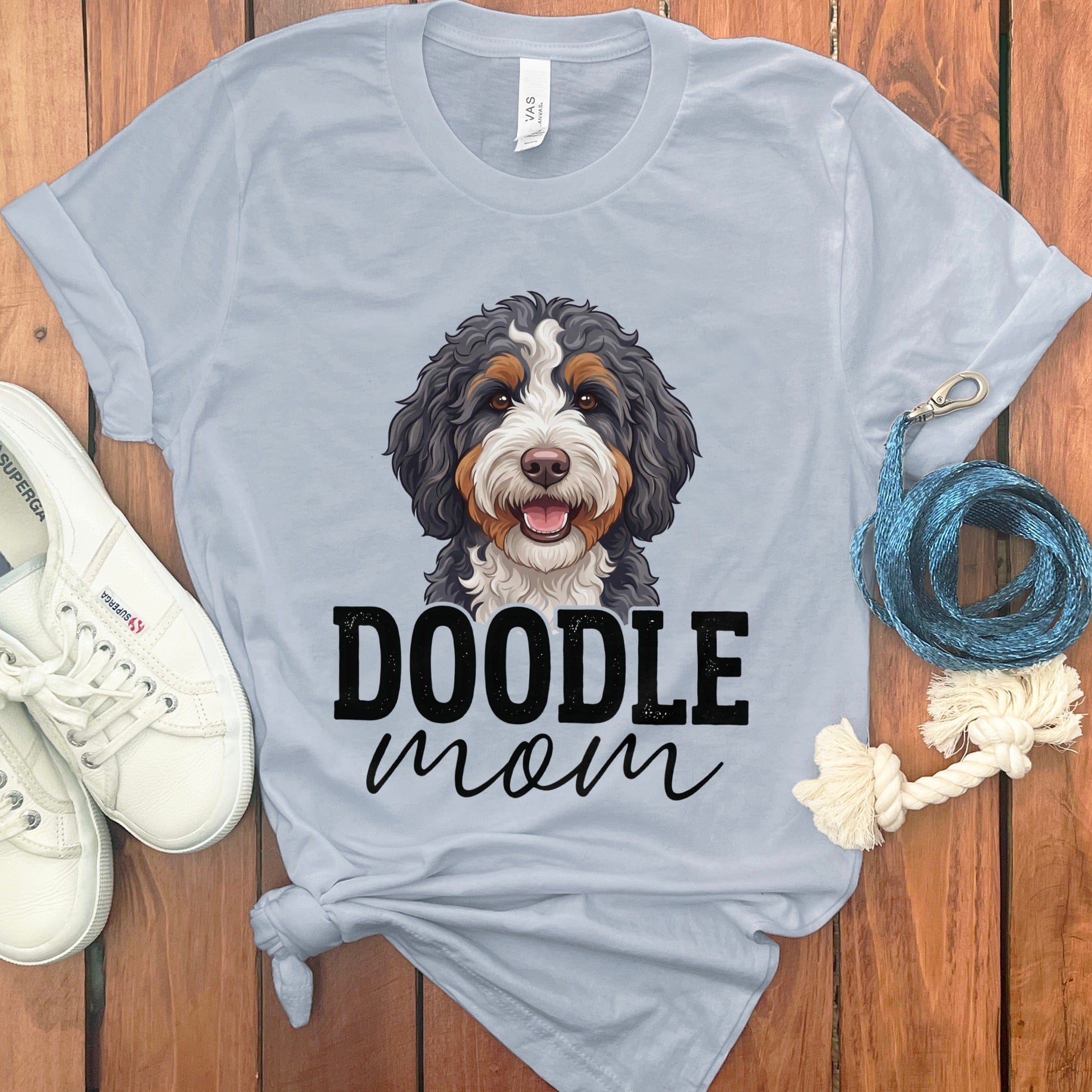 Bernedoodle Mom Graphic T-Shirt in Light Blue / M by Puppy Jo