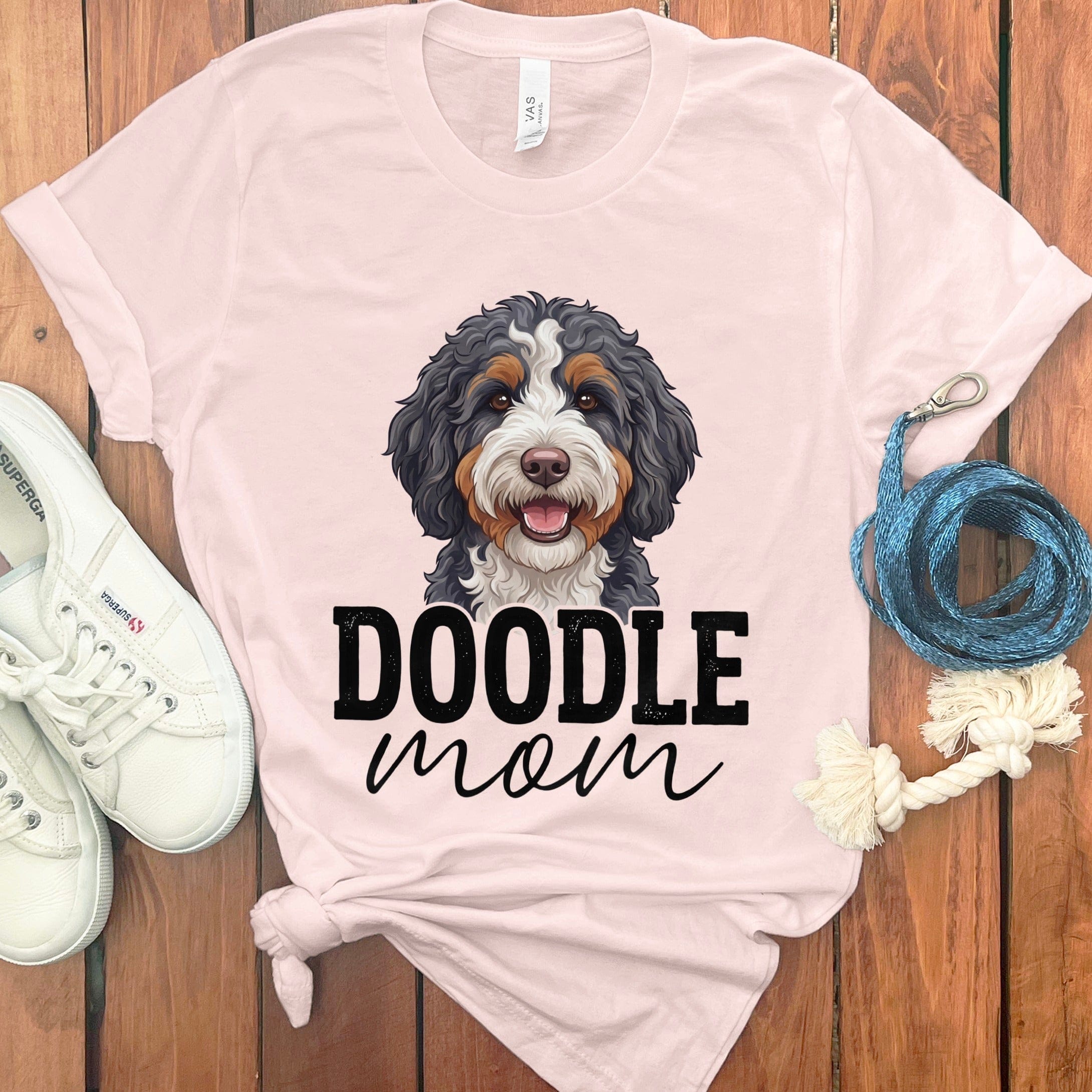 Bernedoodle Mom Graphic T-Shirt in Soft Pink / S by Puppy Jo