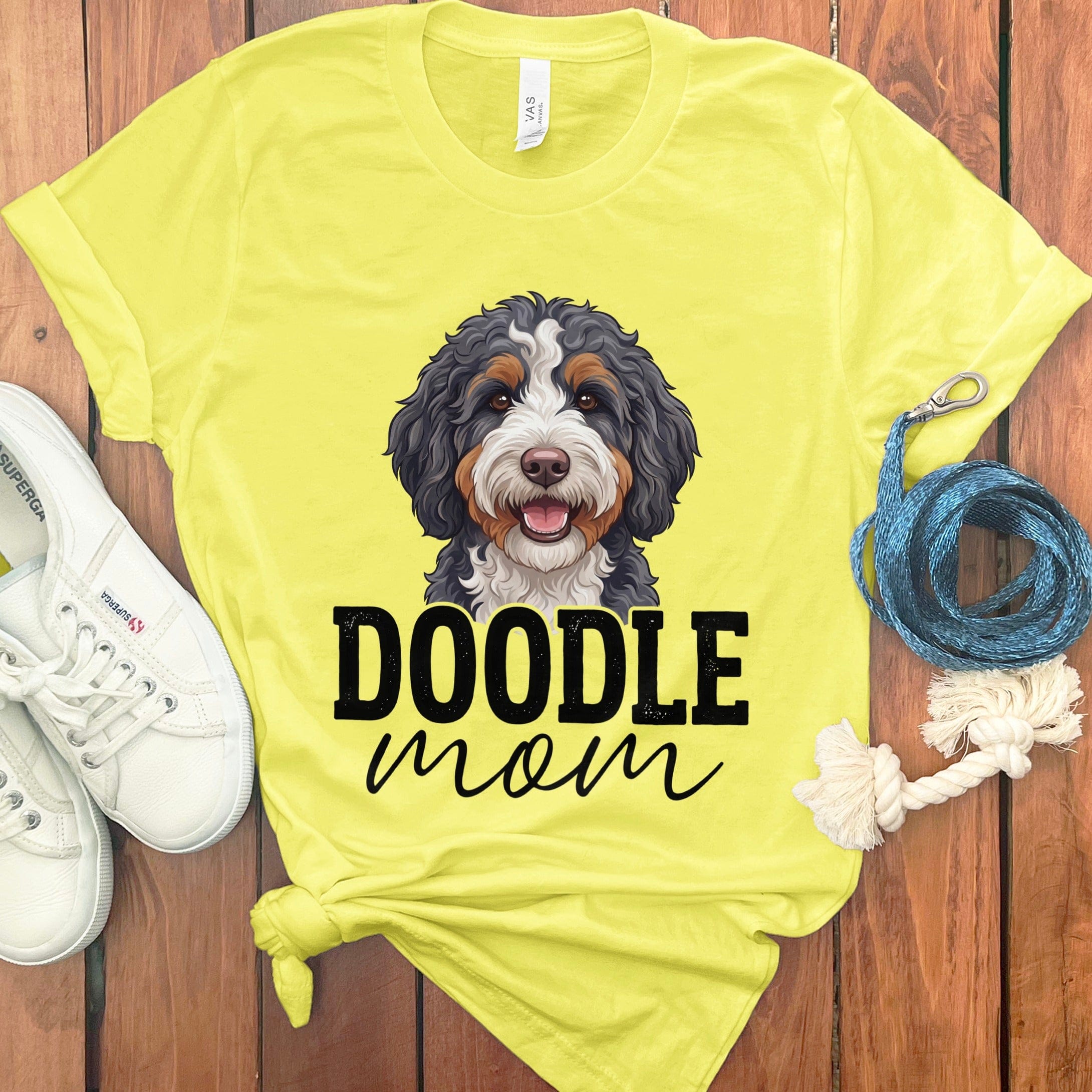 Bernedoodle Mom Graphic T-Shirt in Yellow / S by Puppy Jo