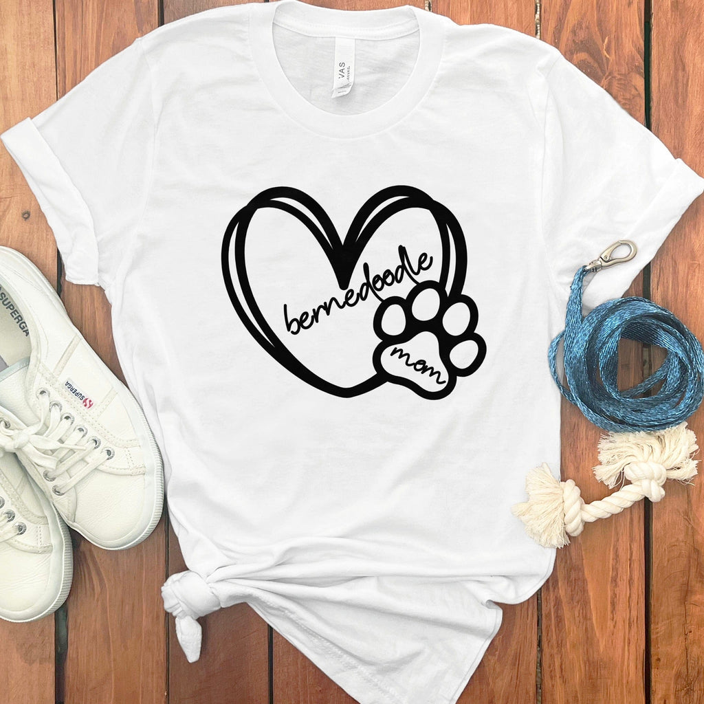 Bernedoodle Mom Heart T-Shirt in White / S by Puppy Jo