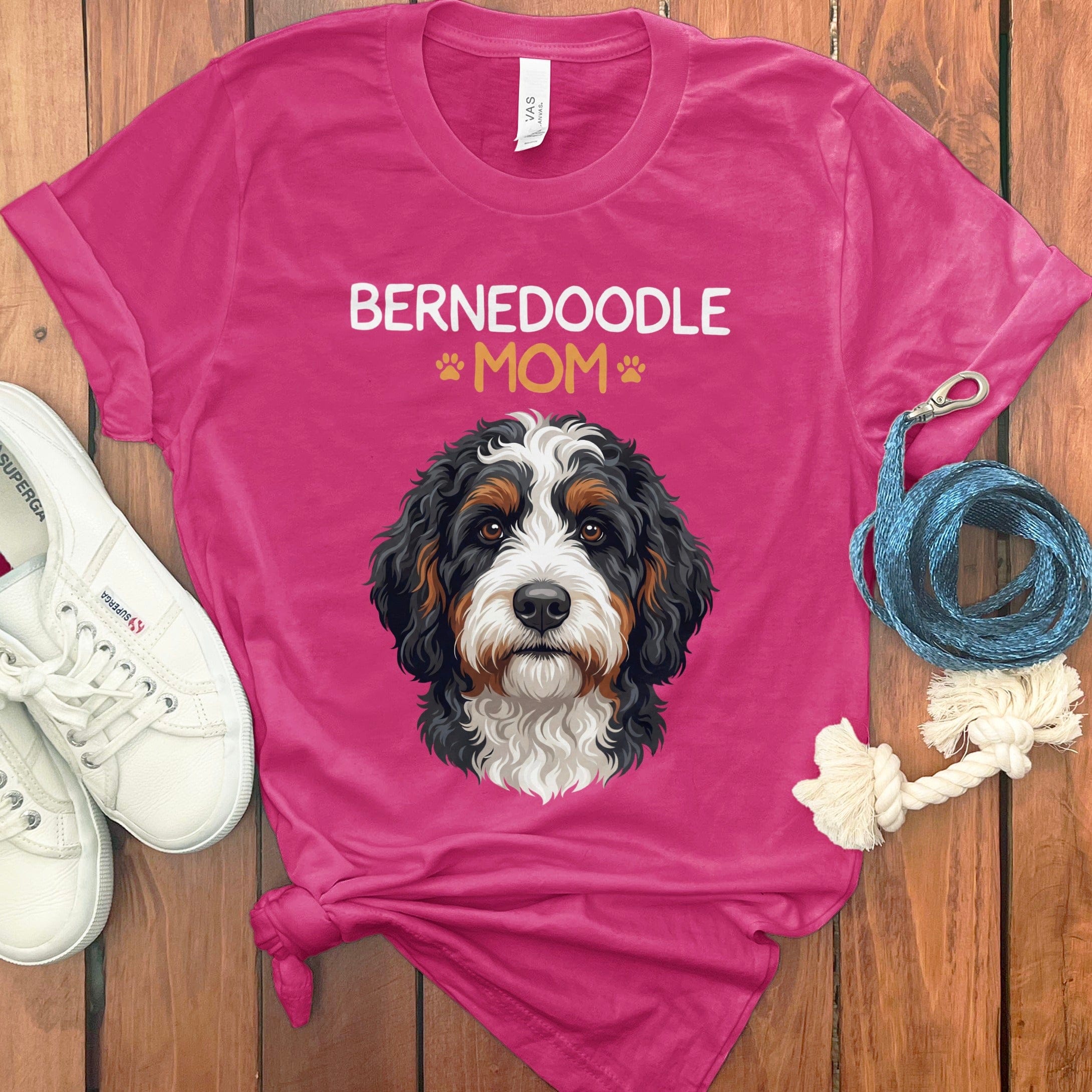 Bernedoodle Mom Paw T-Shirt in Berry / S by Puppy Jo