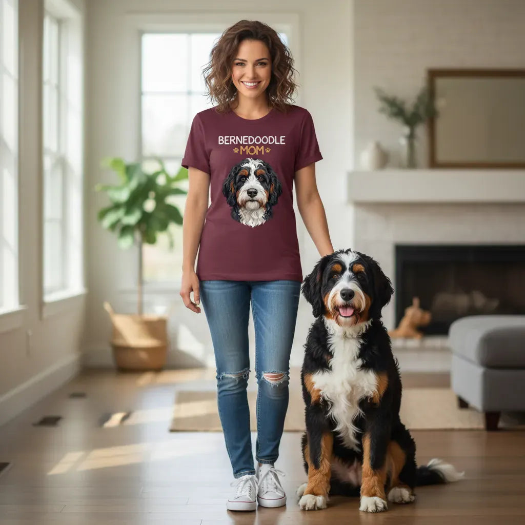 Bernedoodle Mom Paw T-Shirt in by Puppy Jo