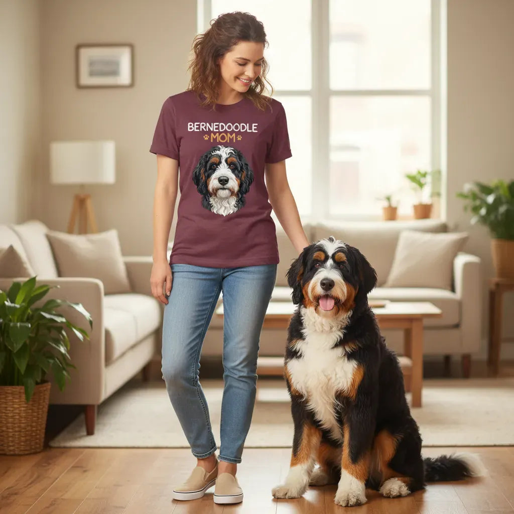 Bernedoodle Mom Paw T-Shirt in by Puppy Jo