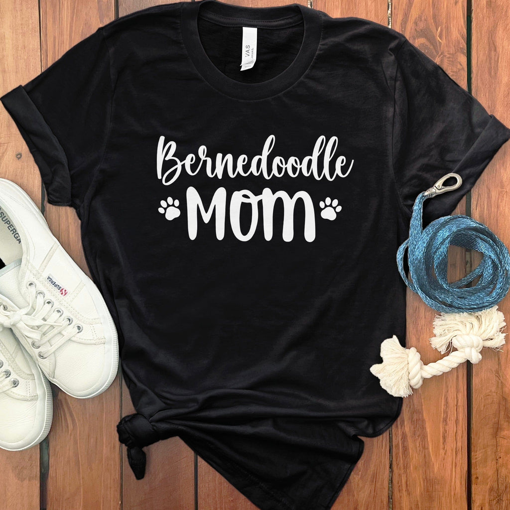 Bernedoodle Mom Script T-Shirt in Black / S by Puppy Jo