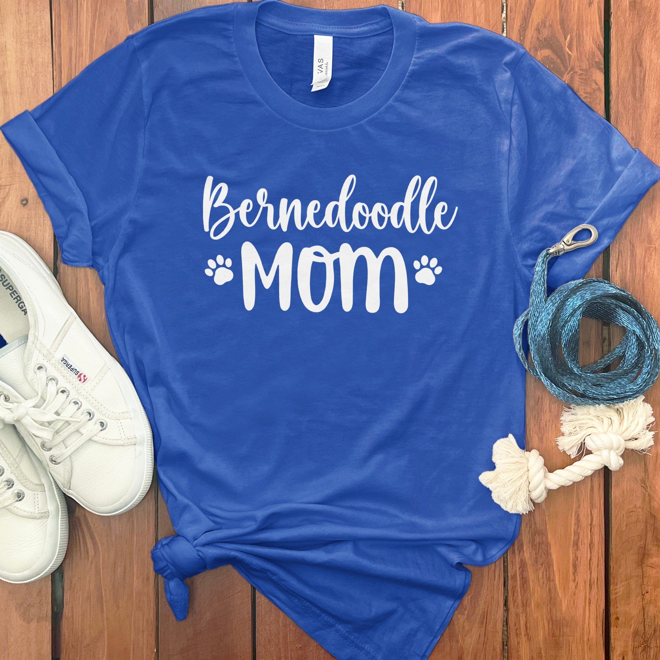 Bernedoodle Mom Script T-Shirt in True Royal / S by Puppy Jo
