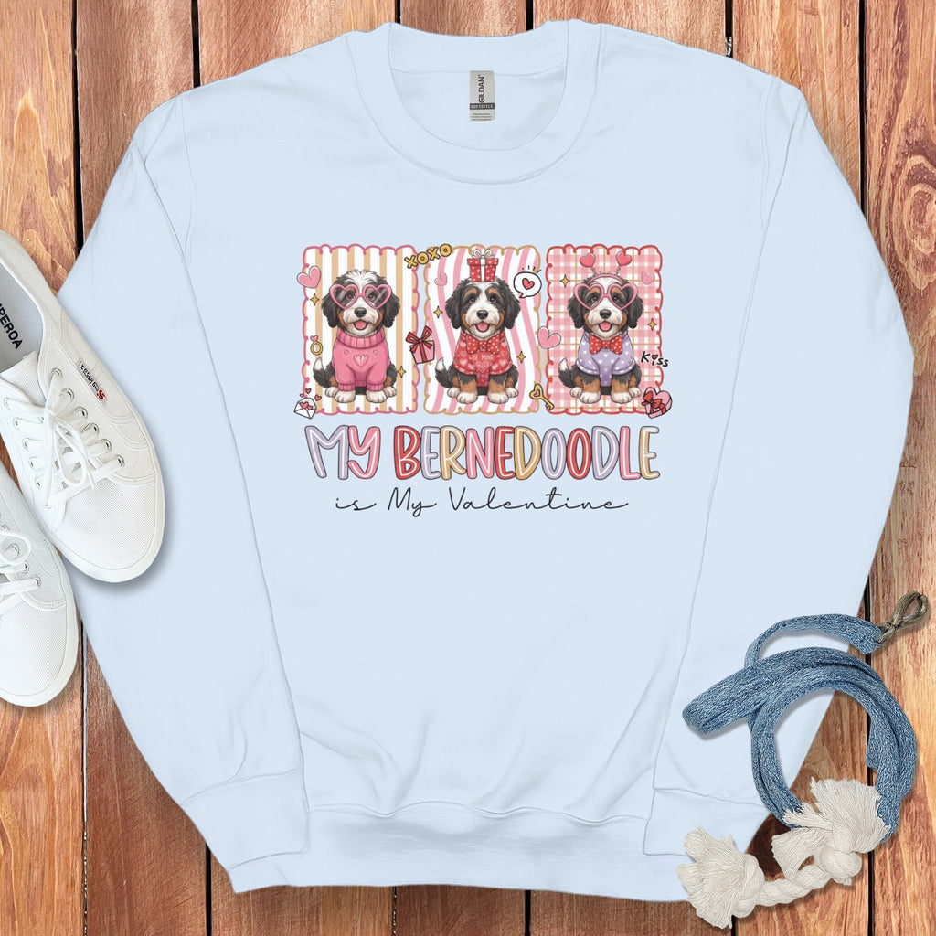 Bernedoodle My Valentine Sweatshirt in Light Blue / S by Puppy Jo