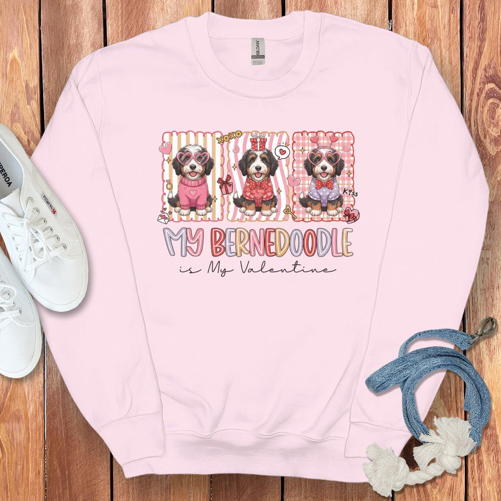 Bernedoodle My Valentine Sweatshirt in Light Pink / S by Puppy Jo