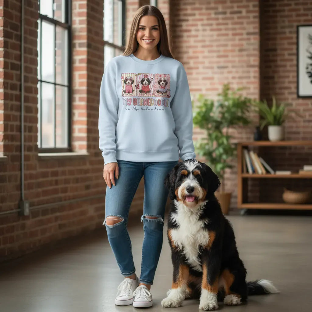 Bernedoodle My Valentine Sweatshirt in by Puppy Jo