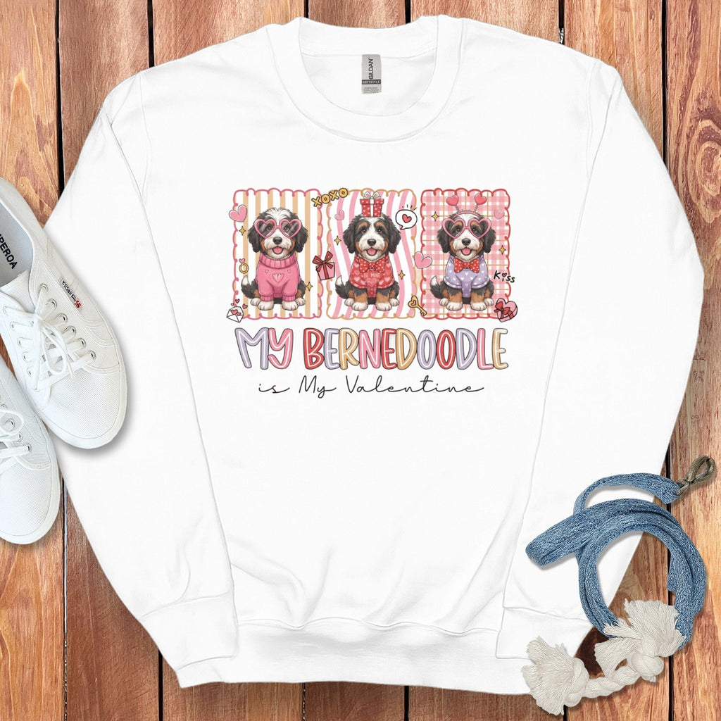 Bernedoodle My Valentine Sweatshirt in White / S by Puppy Jo