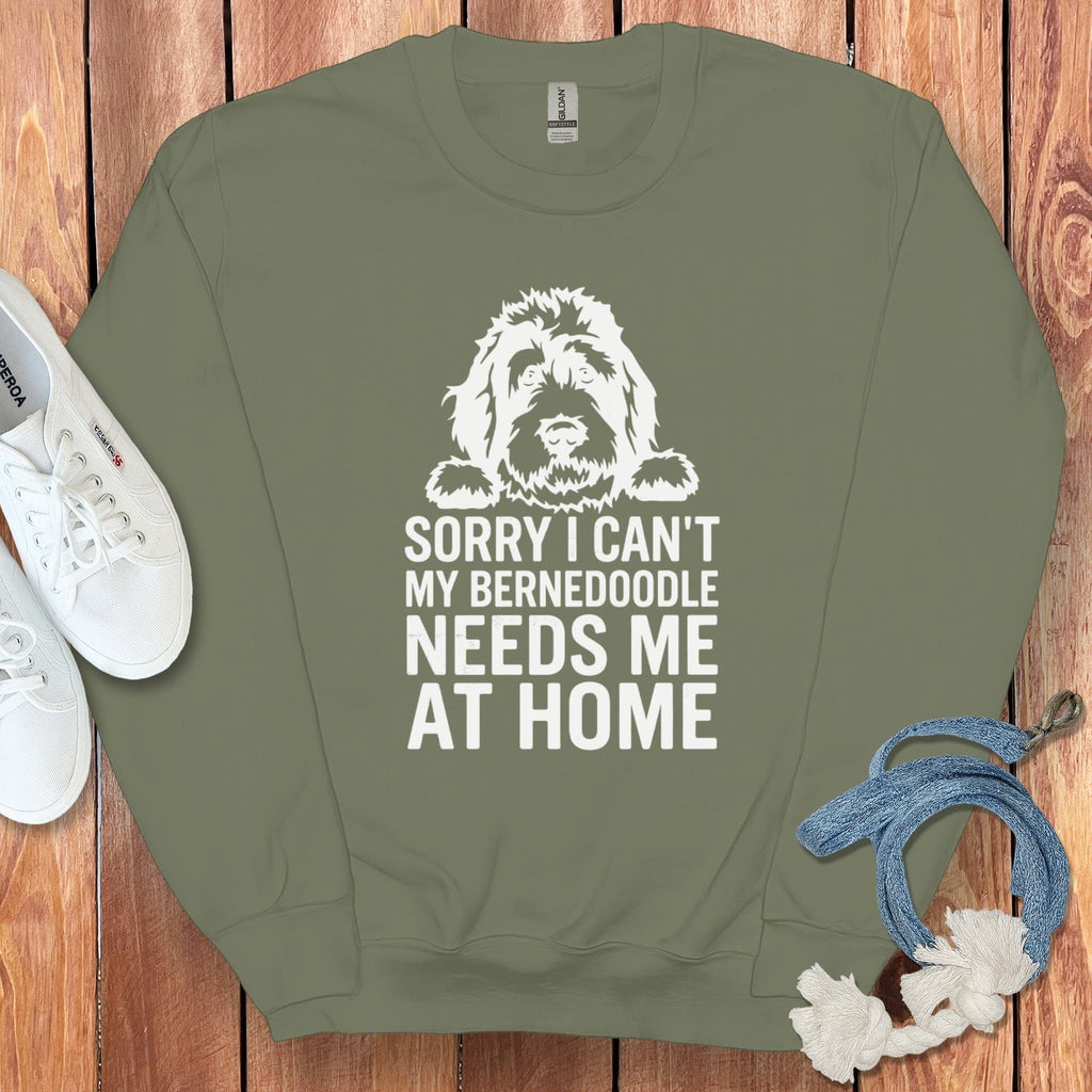 Bernedoodle Needs Me Sweatshirt in Military Green / S by Puppy Jo