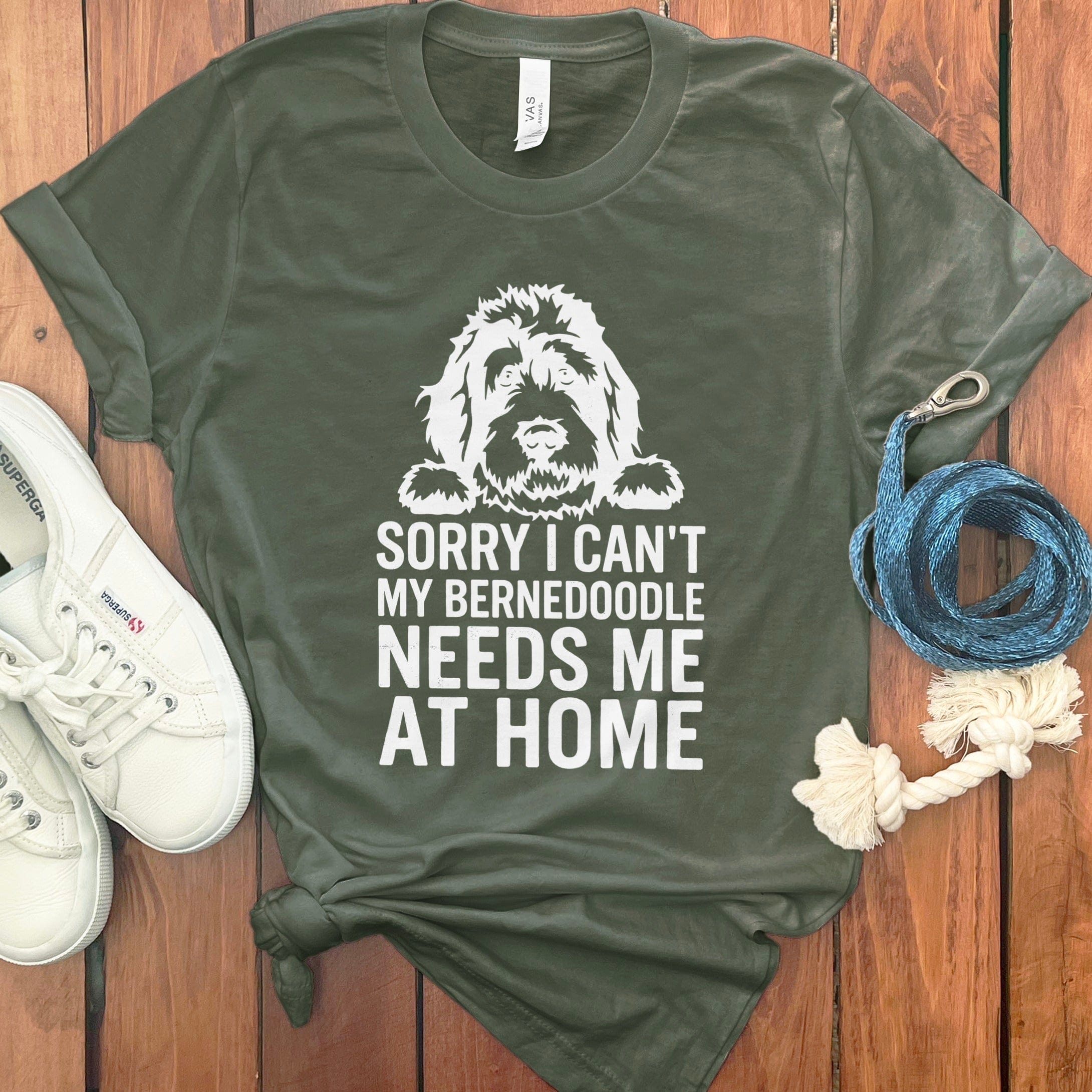 Bernedoodle Needs Me T-Shirt in Military Green / S by Puppy Jo