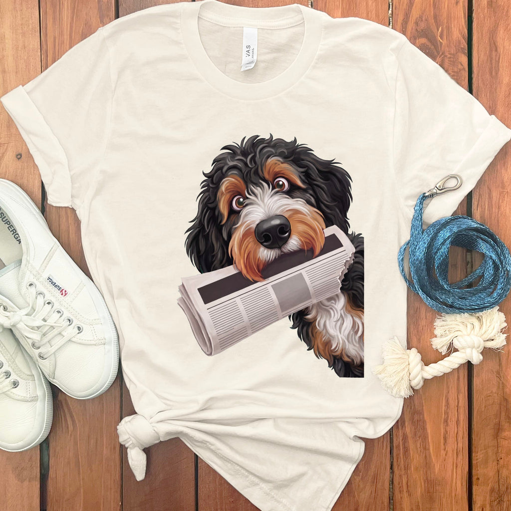 Bernedoodle Newspaper T-Shirt in Natural / S by Puppy Jo